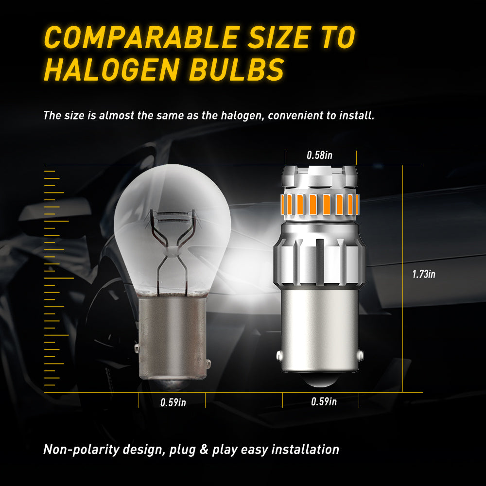 1156 LED Turn Signal Light Bulbs - Super Bright Amber Yellow (400% Brighter) - Perfect for Cars, Trucks, Motorcycles & Trailers - Enhanced Visibility & Safety