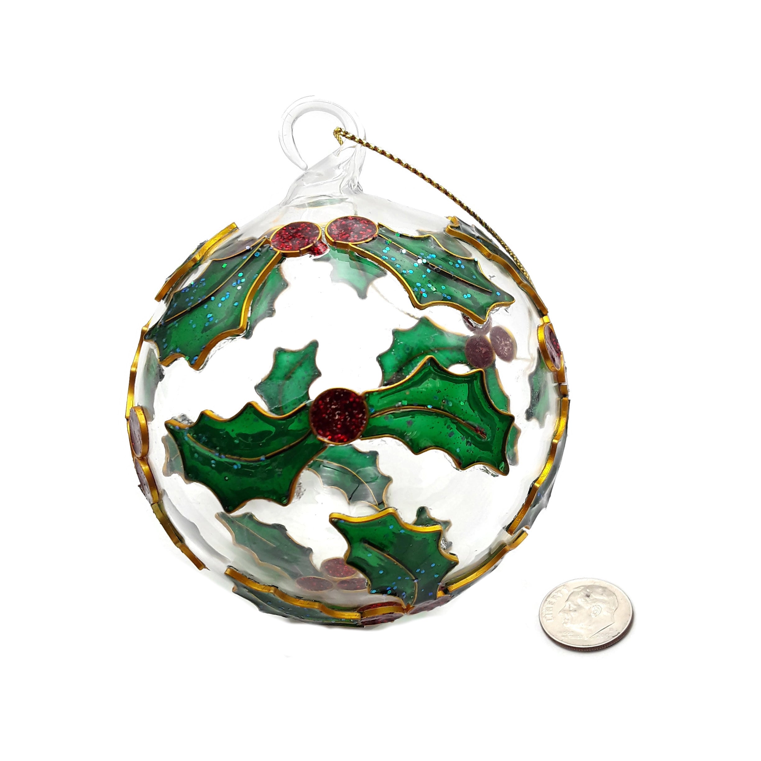 Handmade Cloisonne Christmas Tree Ornament - Elegant Mistletoe Ball Holiday Decoration (3-Pack) - Perfect for Xmas Tree Decor, Gift Exchange & Festive Home Decorating