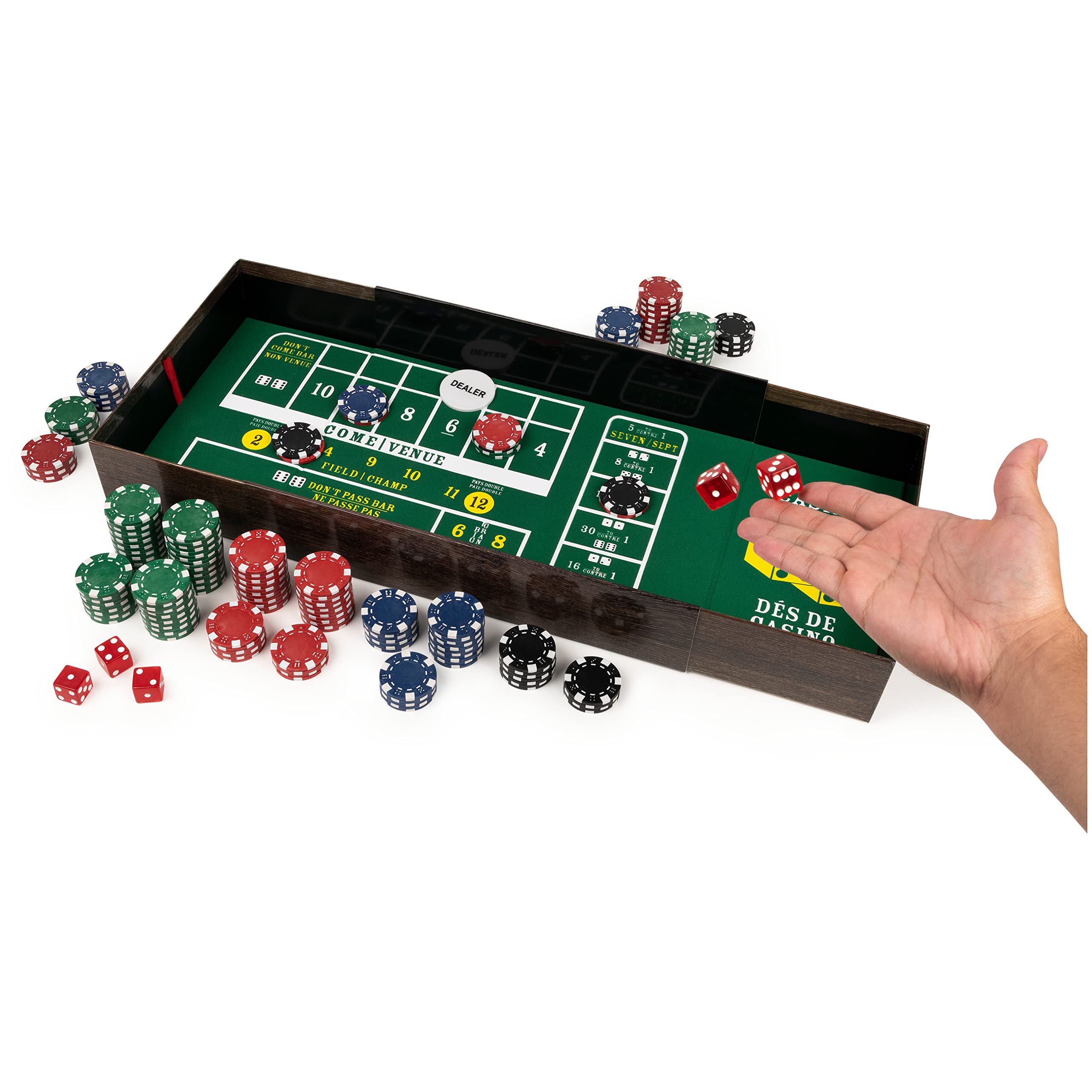 Premium Casino Game Set - 3-in-1 Classic Table Games: Craps, Blackjack & Poker for Adults & Teens Age 10+ | Perfect for Game Nights, Parties & Family Entertainment