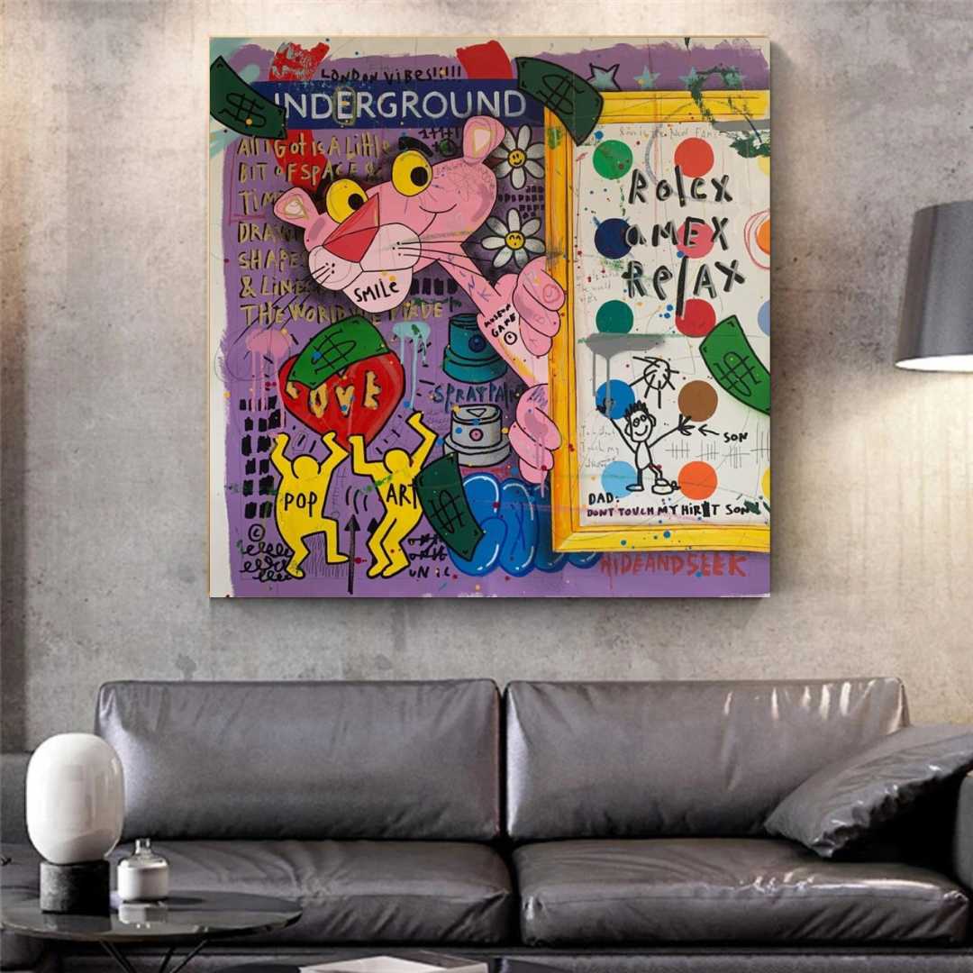Pink Panther Relax Canvas Wall Art - Vibrant Home Decor for Living Room, Bedroom & Office - Perfect Gift for Cartoon Lovers