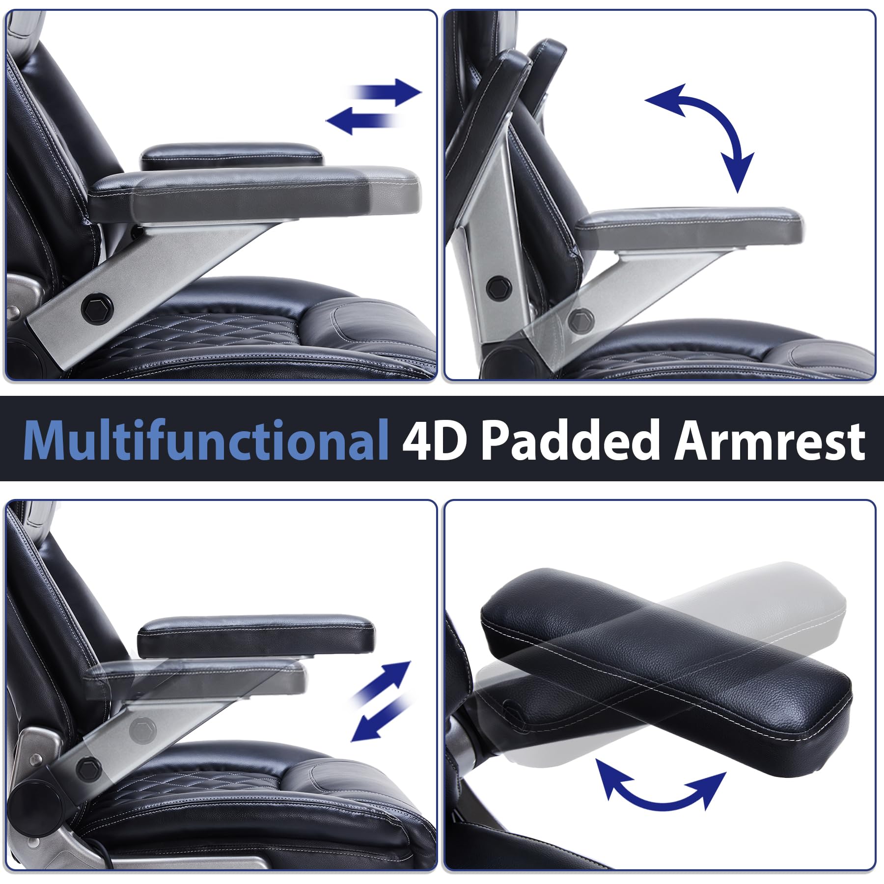 500lbs Big and Tall Office Chair - Heavy Duty Executive Chair with 4D Flip-Up Armrests & Adjustable Lumbar Support - Extra Wide Computer Chair for Large People - Oversized Ergonomic Desk Chair for Home Office, Gaming & Workspace (Black)