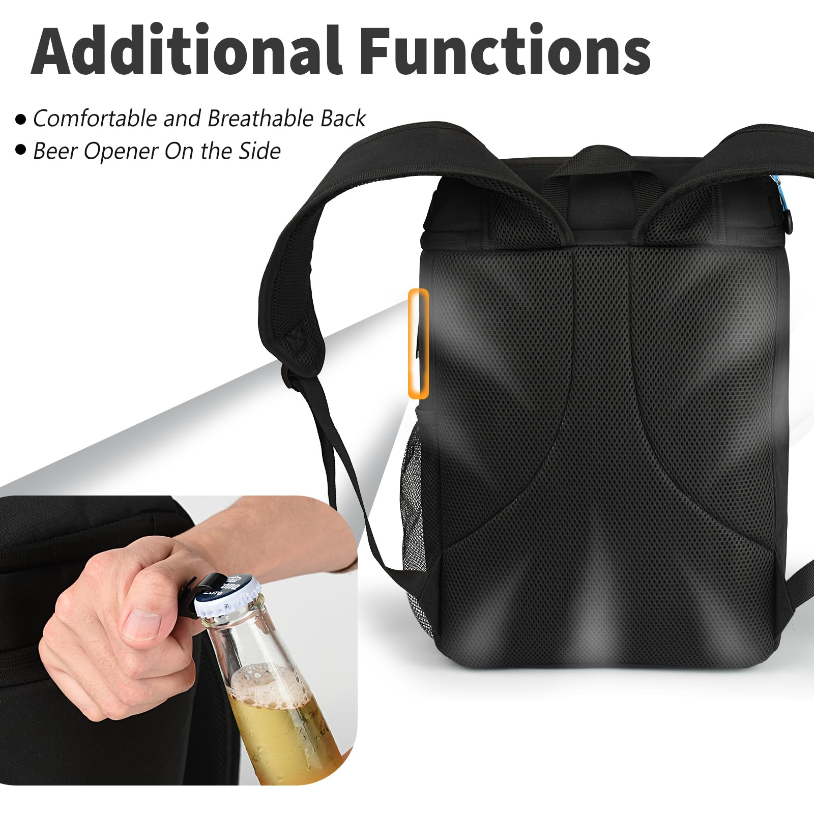 **Insulated 36 Can Backpack Cooler - Leak Proof, Lightweight & Portable Cooler Backpack for Men & Women (Black) - Perfect for Camping, Picnics & Beach Trips**