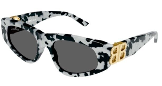 Balenciaga BB 0095S 010 Havana/Grey Oval Women's Sunglasses - UV Protection Fashion Shades for Women, Perfect for Beach, Driving & Outdoor Activities