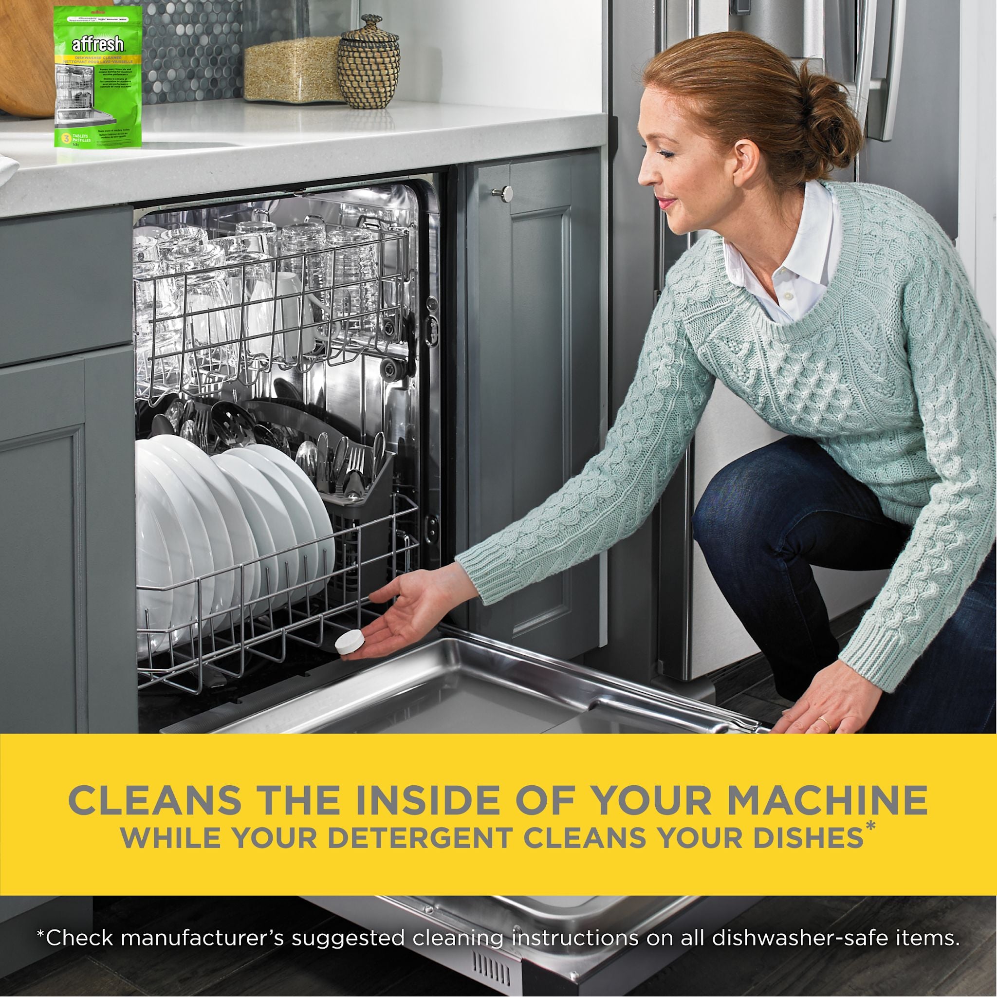 Whirlpool Affresh Dishwasher Cleaner (W10288149B) - 6 Tablets, Deep Cleans & Deodorizes - For All Dishwasher Brands - Use Monthly for Fresh, Spotless Dishes