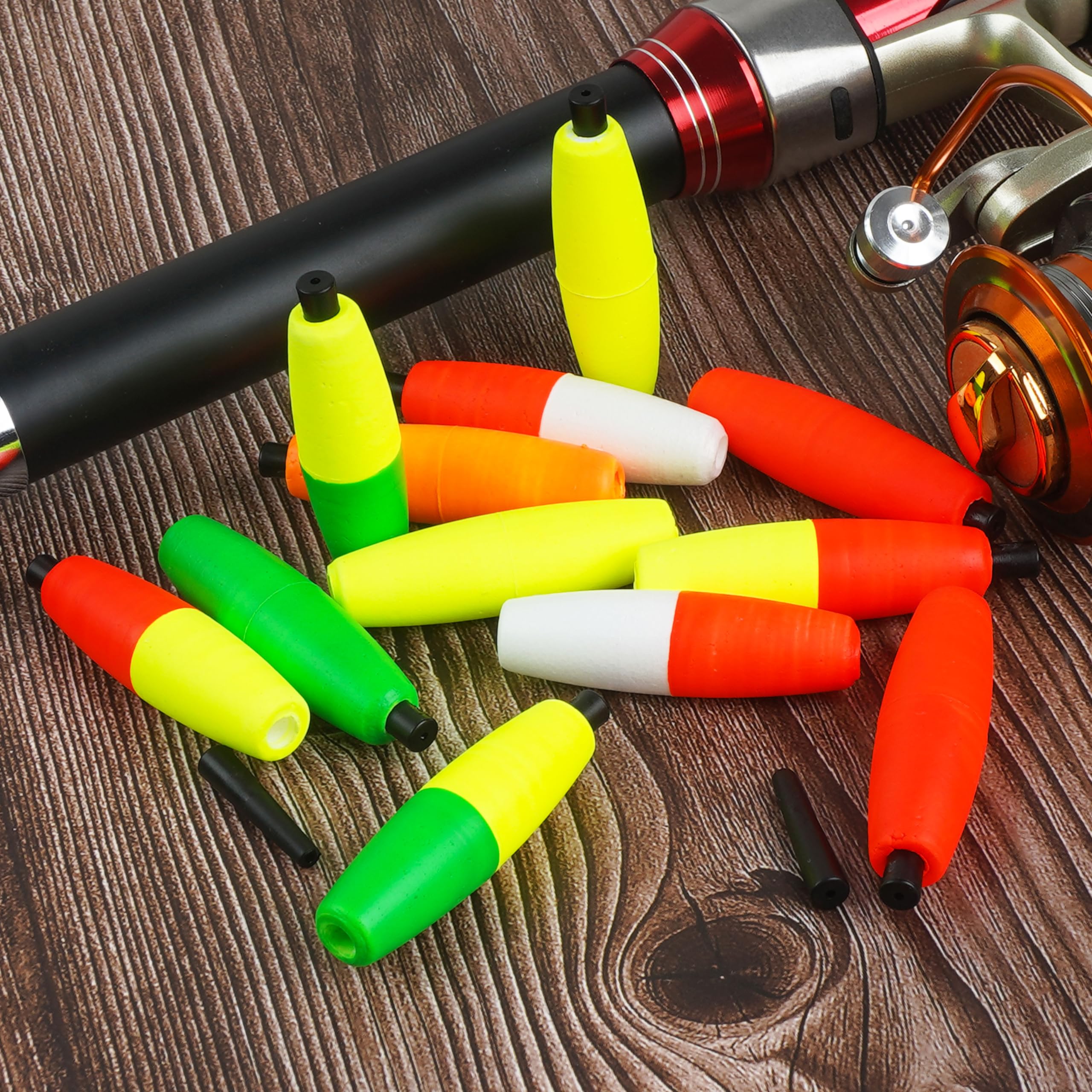 AGOOL Peg Floats Fishing Bobbers - Foam Cigar Slip Bobbers for Catfish, Santee Rig - Freshwater & Saltwater Fishing Floats with Pipe Plug - Perfect for Bass, Trout, and Panfish Angling