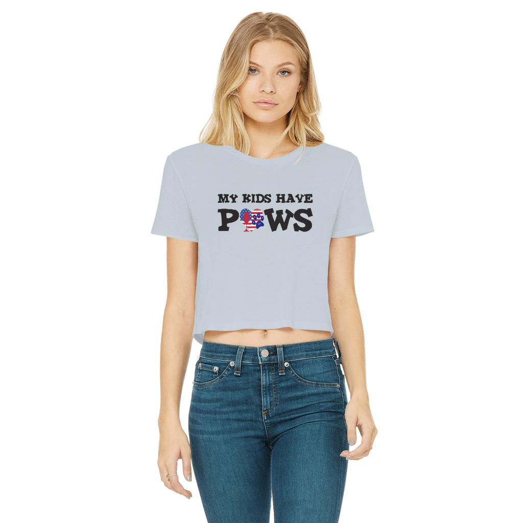 My Kids Have Paws Classic Women's Cropped Raw Edge T-Shirt | Funny Dog Mom Tee | Casual Wear & Pet Lover Gift