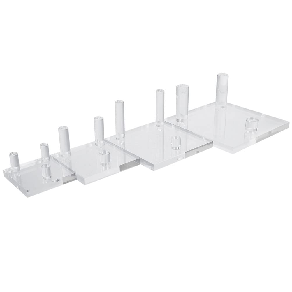 Cabilock 4Pcs Clear Acrylic Display Stand with 3 Pegs - Perfect for Showcasing Fossils, Geodes, Agate Crystals & Mineral Specimens - Ideal for Retail Stores, Museums & Home Decor Displays