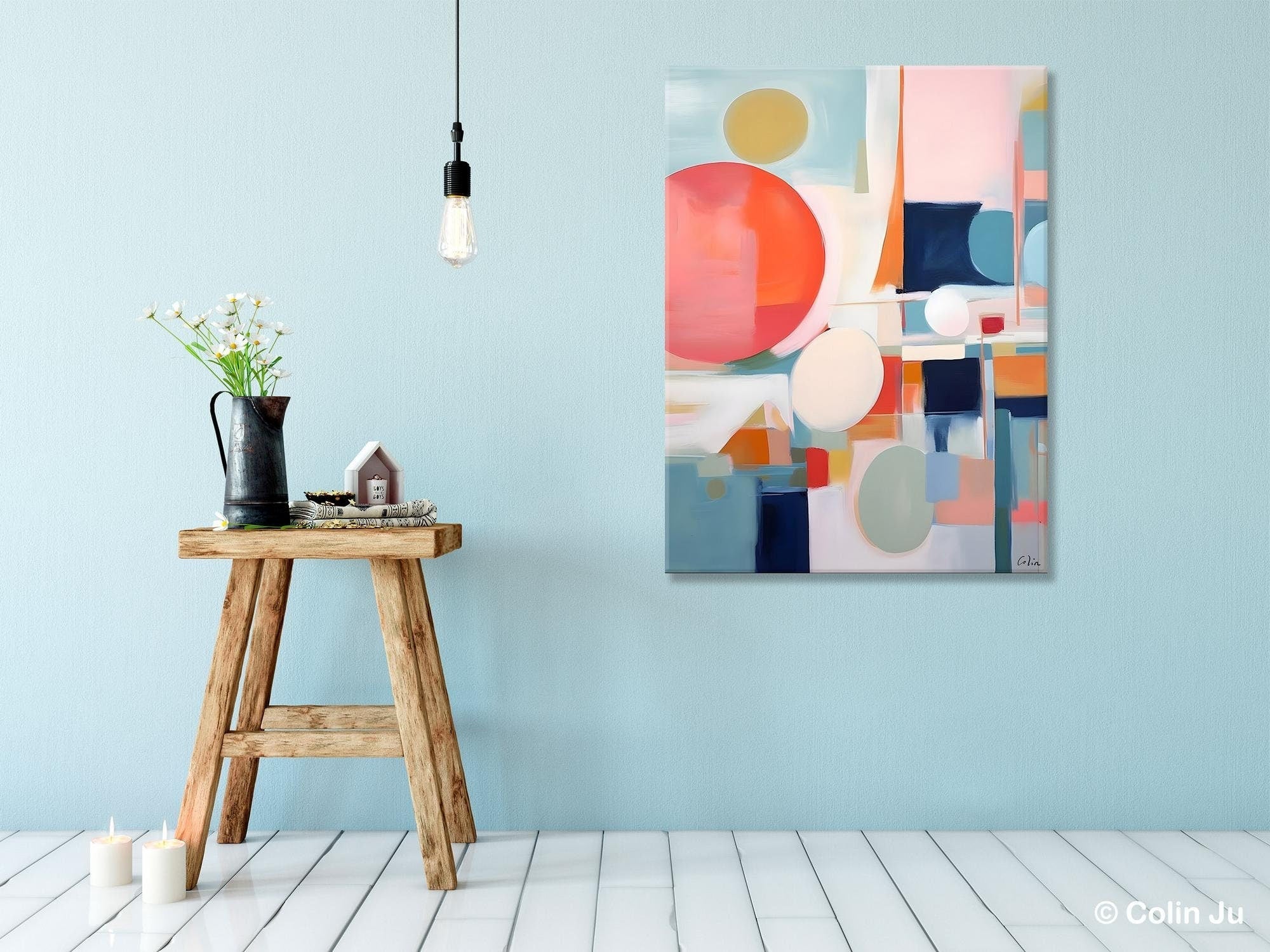 Large Contemporary Wall Art - Acrylic Painting on Canvas - Extra Large Modern Abstract Artwork for Dining Room Decor - Original Handmade Painting for Living Room, Bedroom & Office