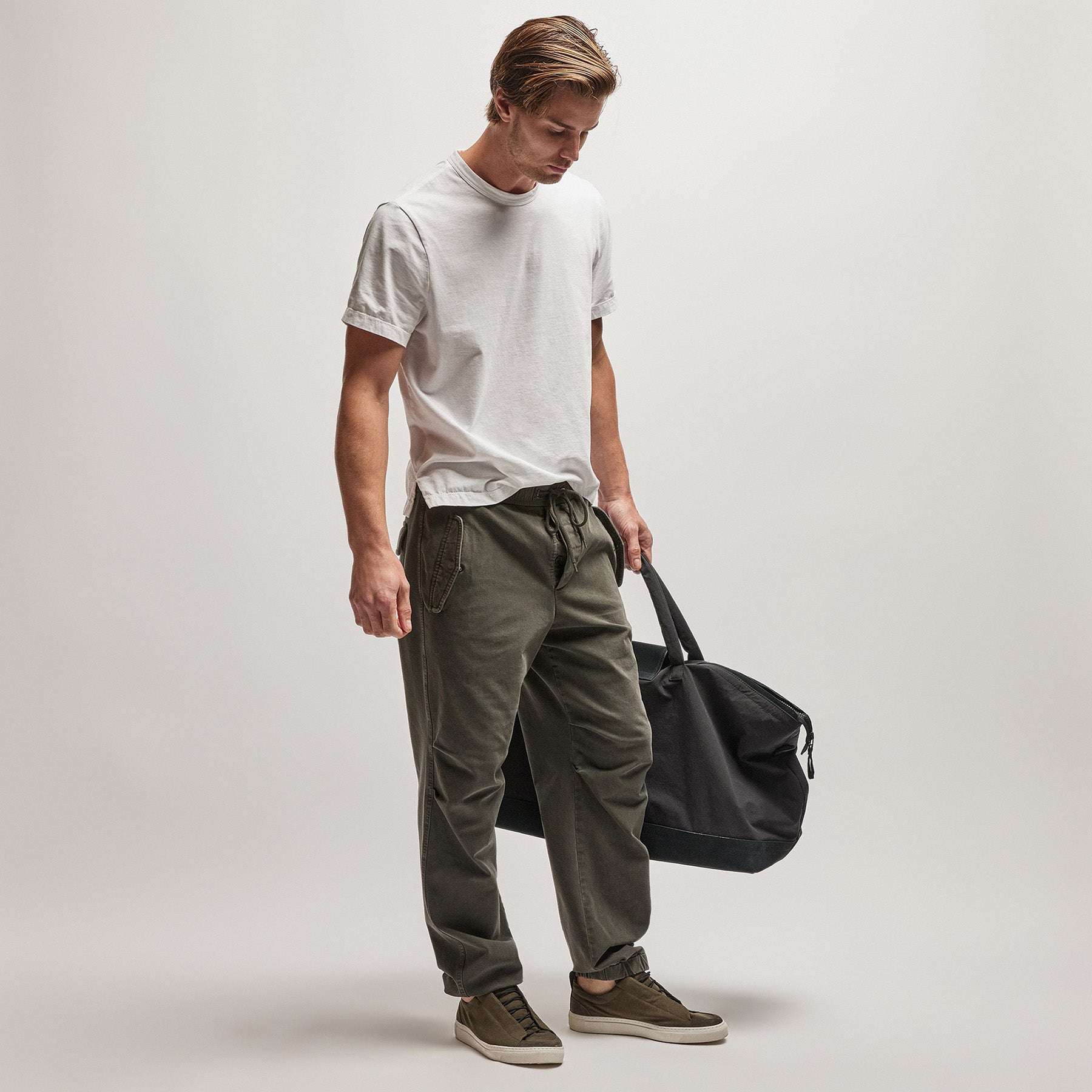 Premium Cotton Terry Flight Pants - Dark Olive Pigment Dye | Comfortable Lounge & Travel Pants for Men | Perfect for Yoga, Gym & Relaxing at Home