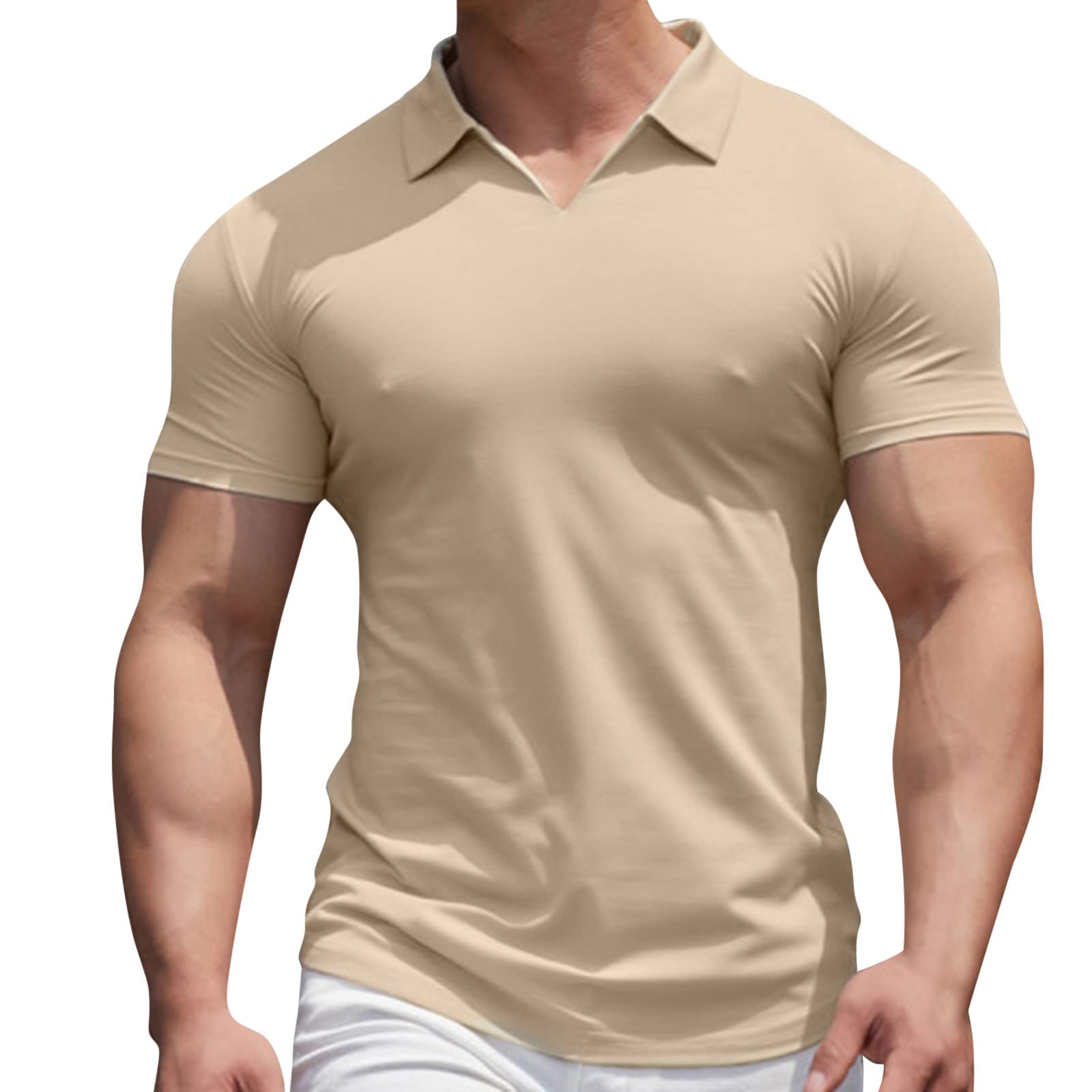 Men's Summer Short Sleeve Casual T-Shirt - Breathable Solid Color Crew Neck Top for Everyday Wear | Perfect for Outdoor Activities, Beach, Gym & Casual Outfits