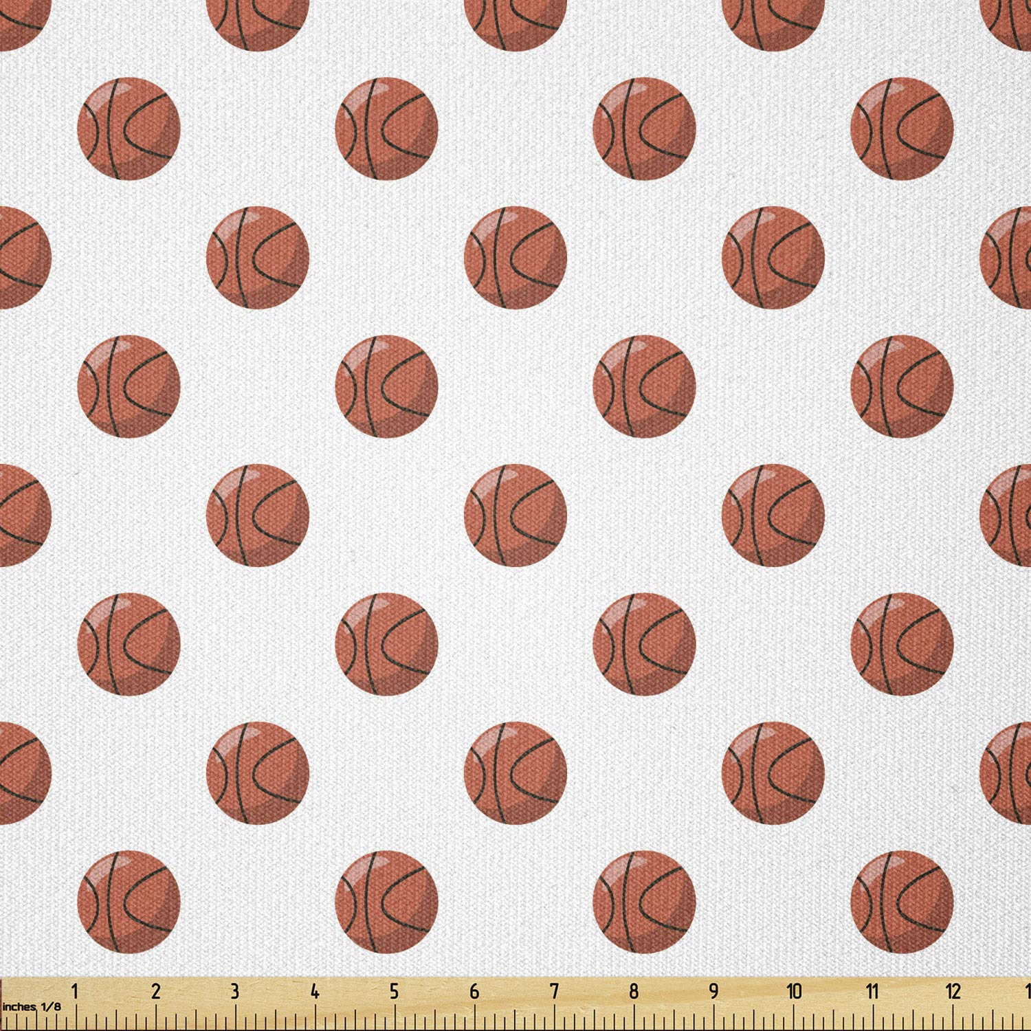 Ambesonne Basketball Fabric by The Yard - Cartoon Basketball Competition Design - Stretch Knit Fabric for DIY Clothing, Sewing & Crafts - 10 Yards Cinnamon White - Perfect for Sports Apparel, Quilting & Home Decor Projects