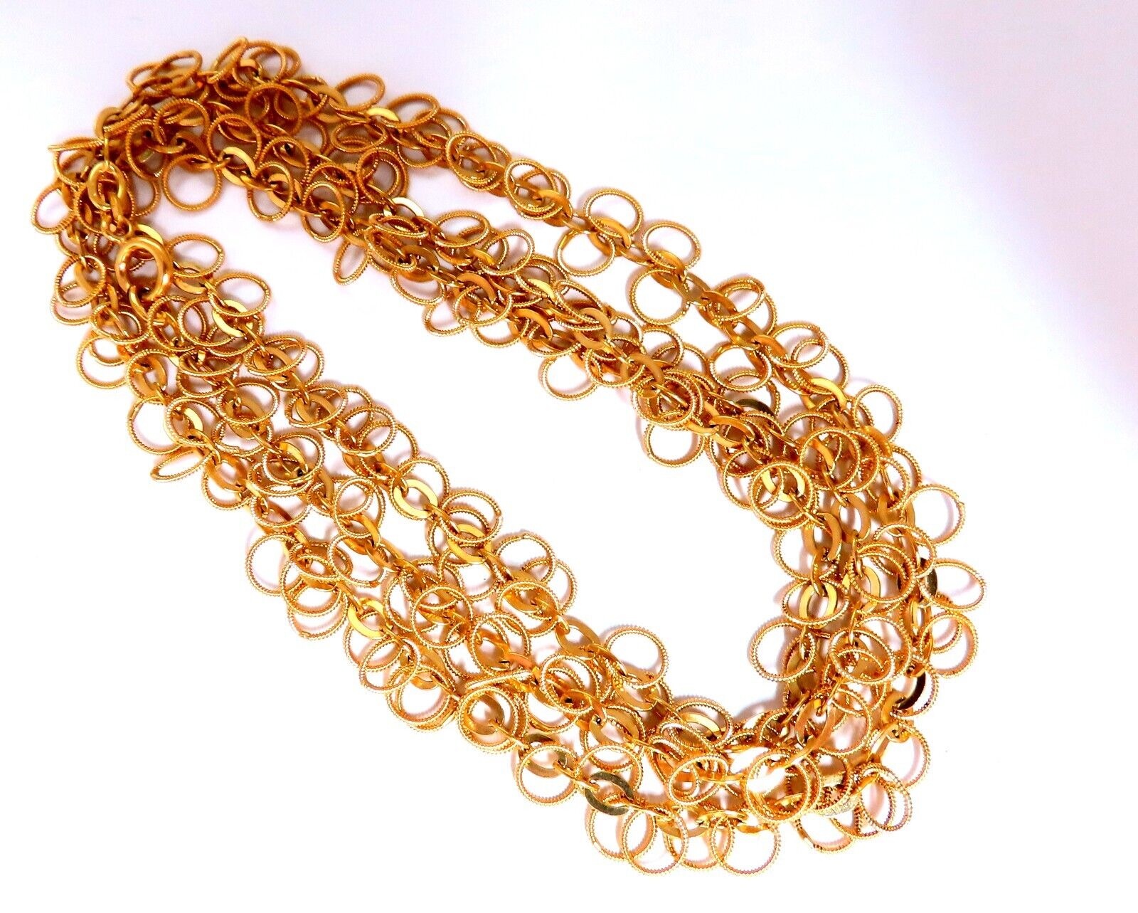 14kt Gold Rolling Rings Necklace - 39 Grams, 28 Inch Chain - Elegant Layering Piece for Women, Perfect for Everyday Wear & Special Occasions