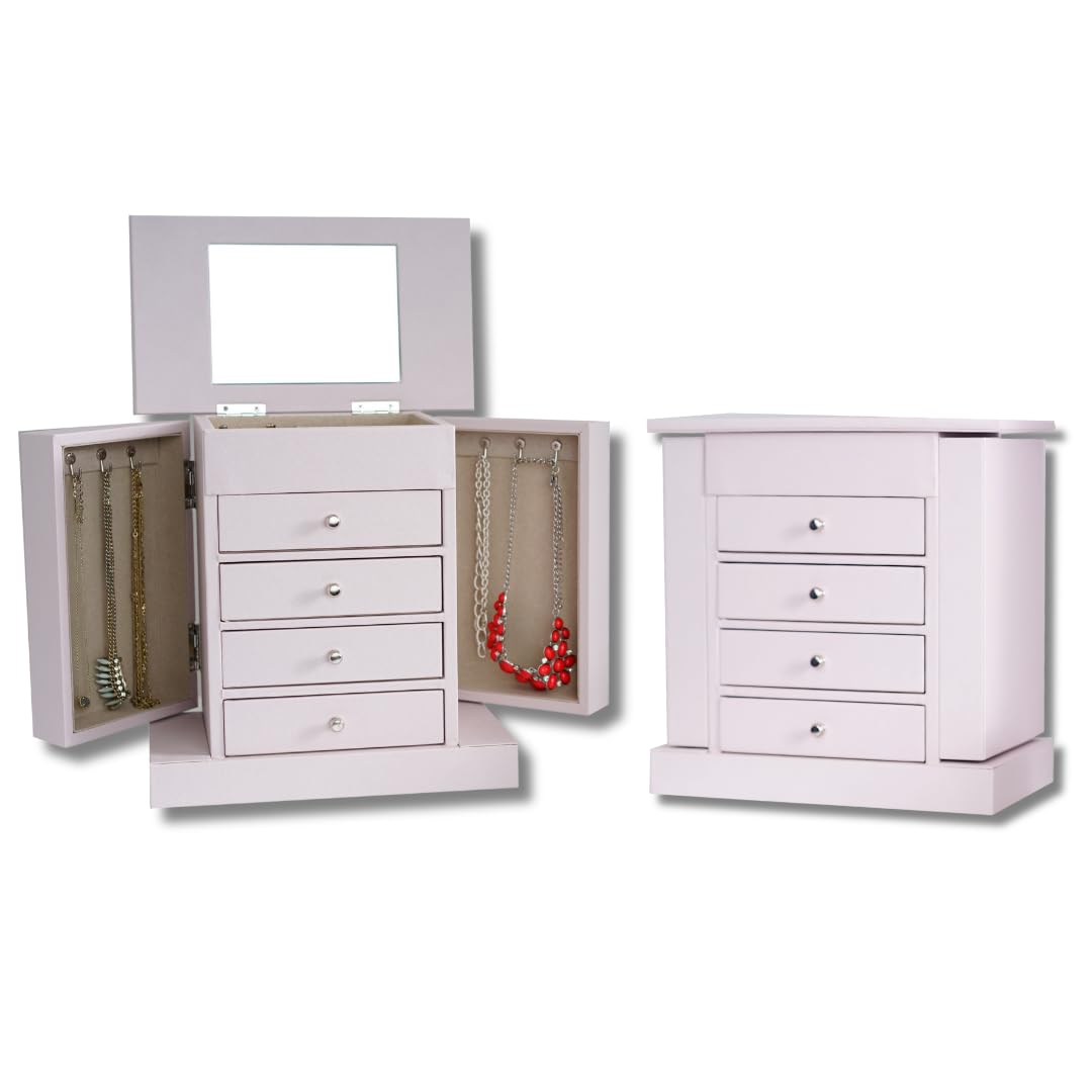 Layla Jewelry Box with Honeycomb Design - Blush Pink Jewelry Storage Organizer for Women | Perfect for Dresser, Vanity, or Gift Giving