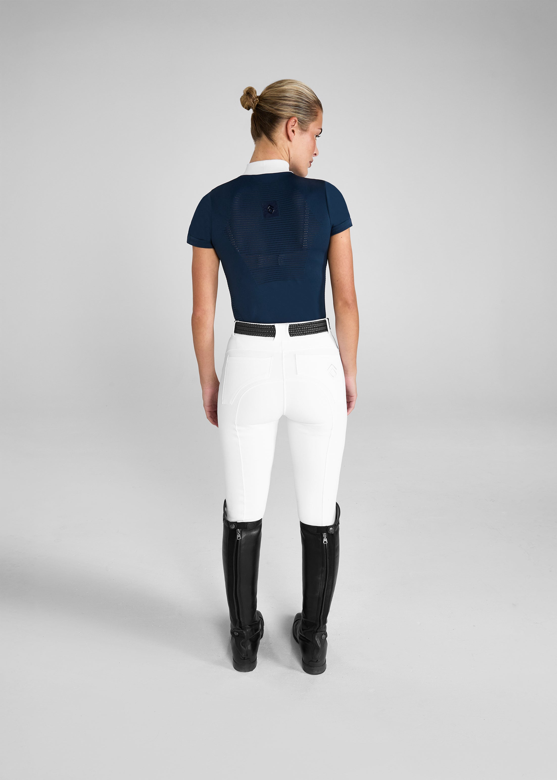 Premium Navy Blue 3D Woven Show Shirt for Men - Breathable Performance Equestrian Shirt for Horse Riding & Competition - Ideal for Riders, Trainers & Equestrian Events