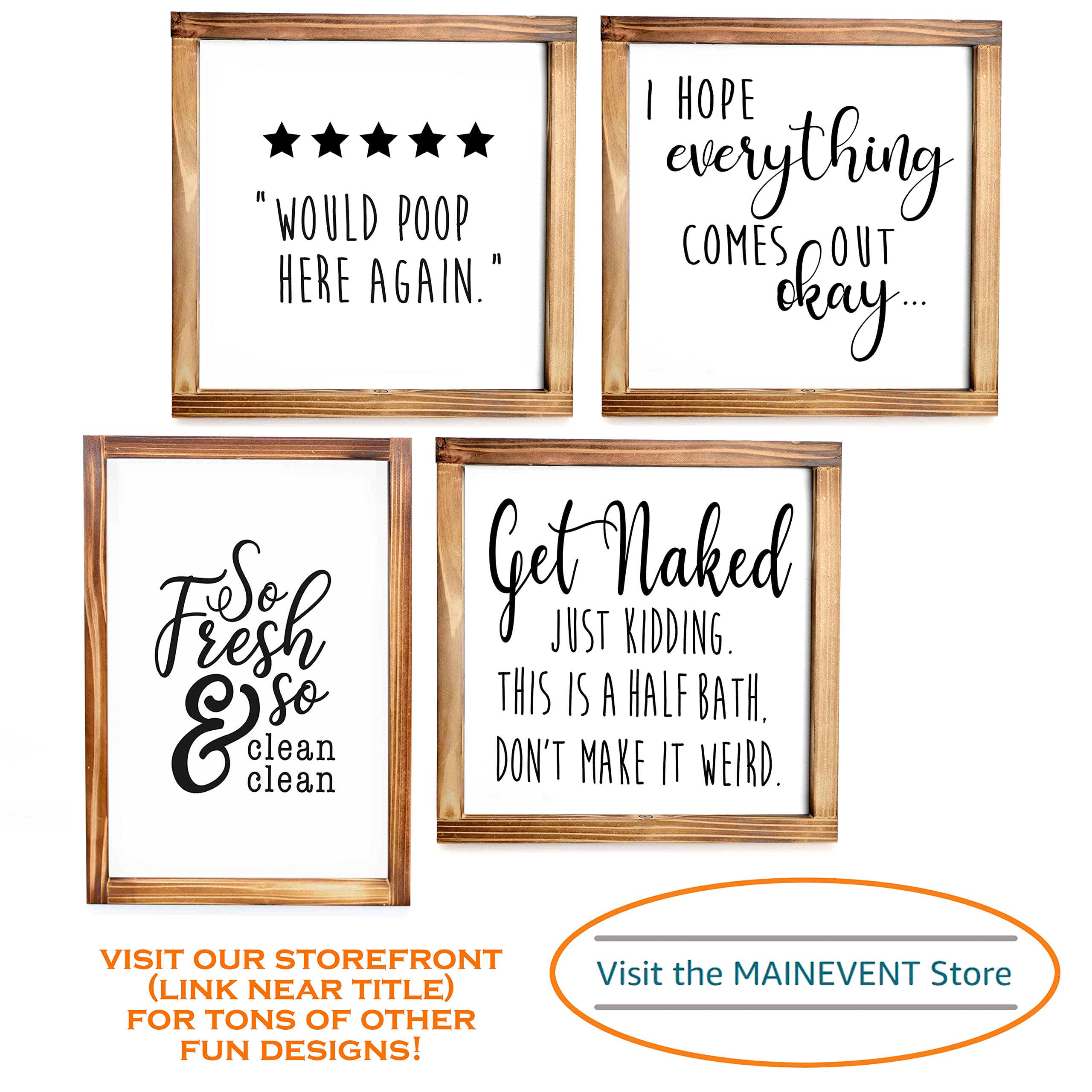 Funny 5 Stars Would Poop Here Again Bathroom Sign - Farmhouse Wall Decor for Bathrooms