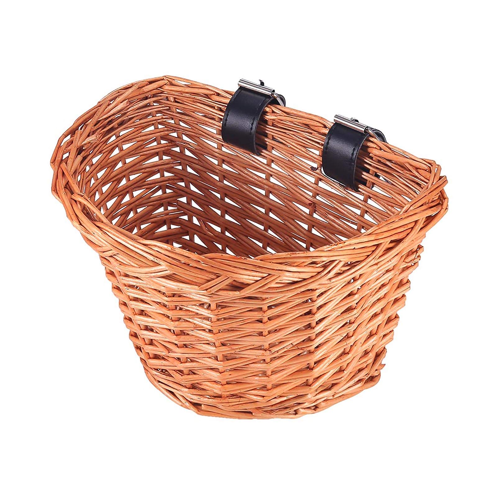 Eco-Friendly Wicker D-Shaped Bicycle Basket - Portable Front Bike Basket for Shopping, Groceries & Vegetables | Perfect for Mountain Bikes, Commuting & Farmers Market Trips