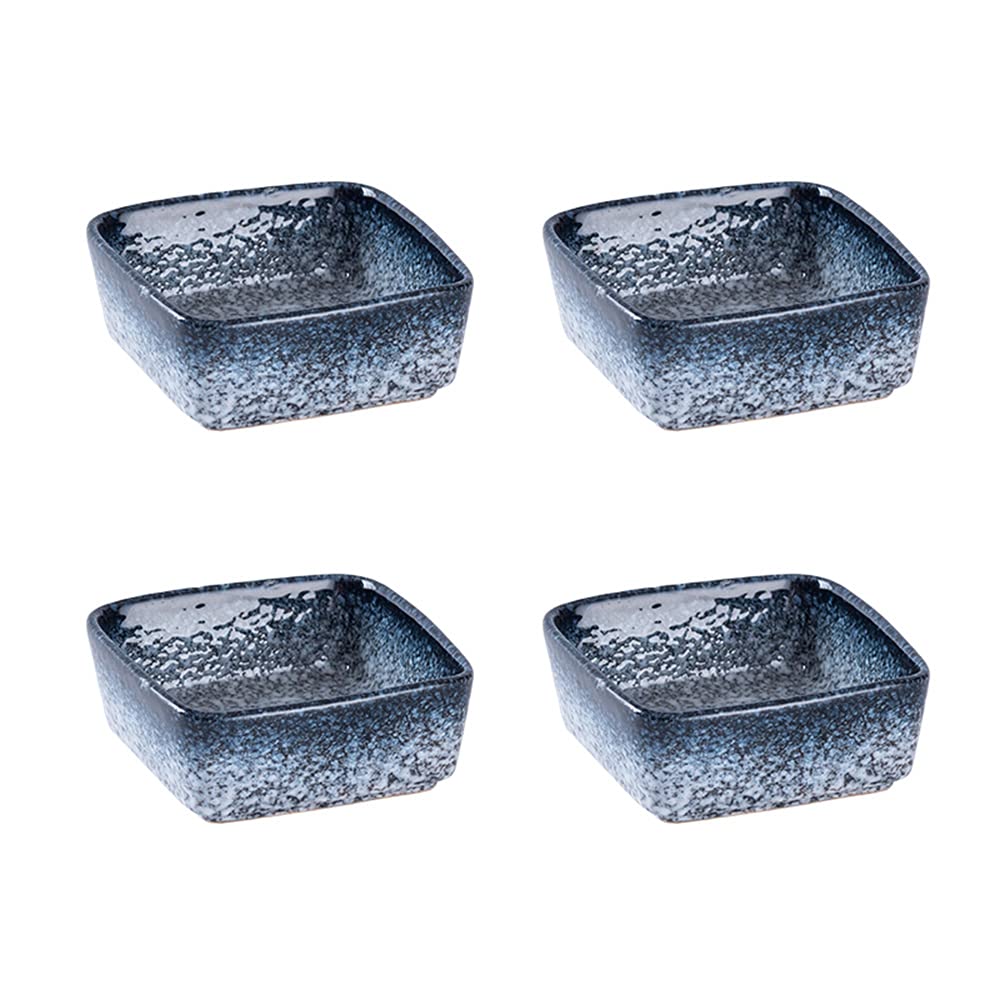 Vintage Square Porcelain Side Dishes Bowls Set - Soy Sauce Dipping Bowls for Sushi, Dumplings & Asian Cuisine | Elegant Retro Style Tableware for Dining & Entertaining