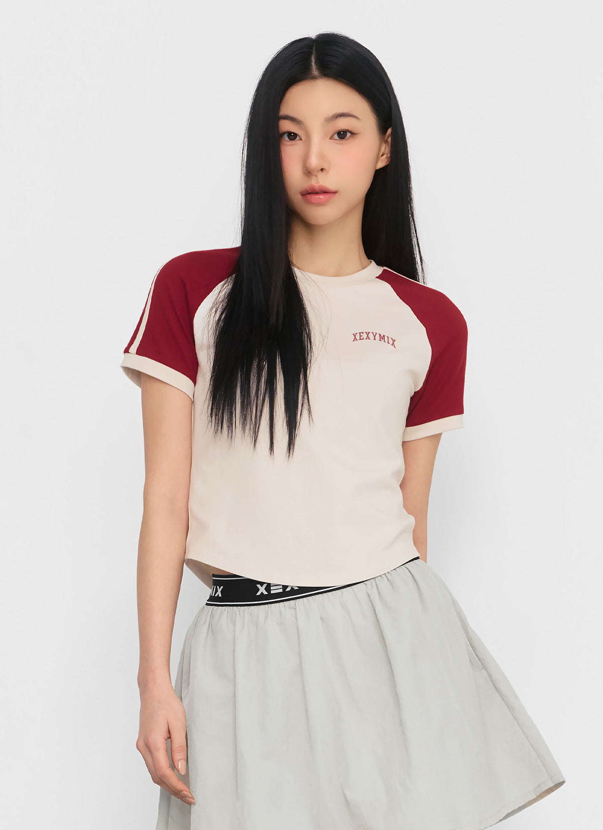 Reglan Color Block Crop Short Sleeve T-Shirt for Women | Trendy Summer Fashion Top | Perfect for Casual Outings, Beach Days & Music Festivals