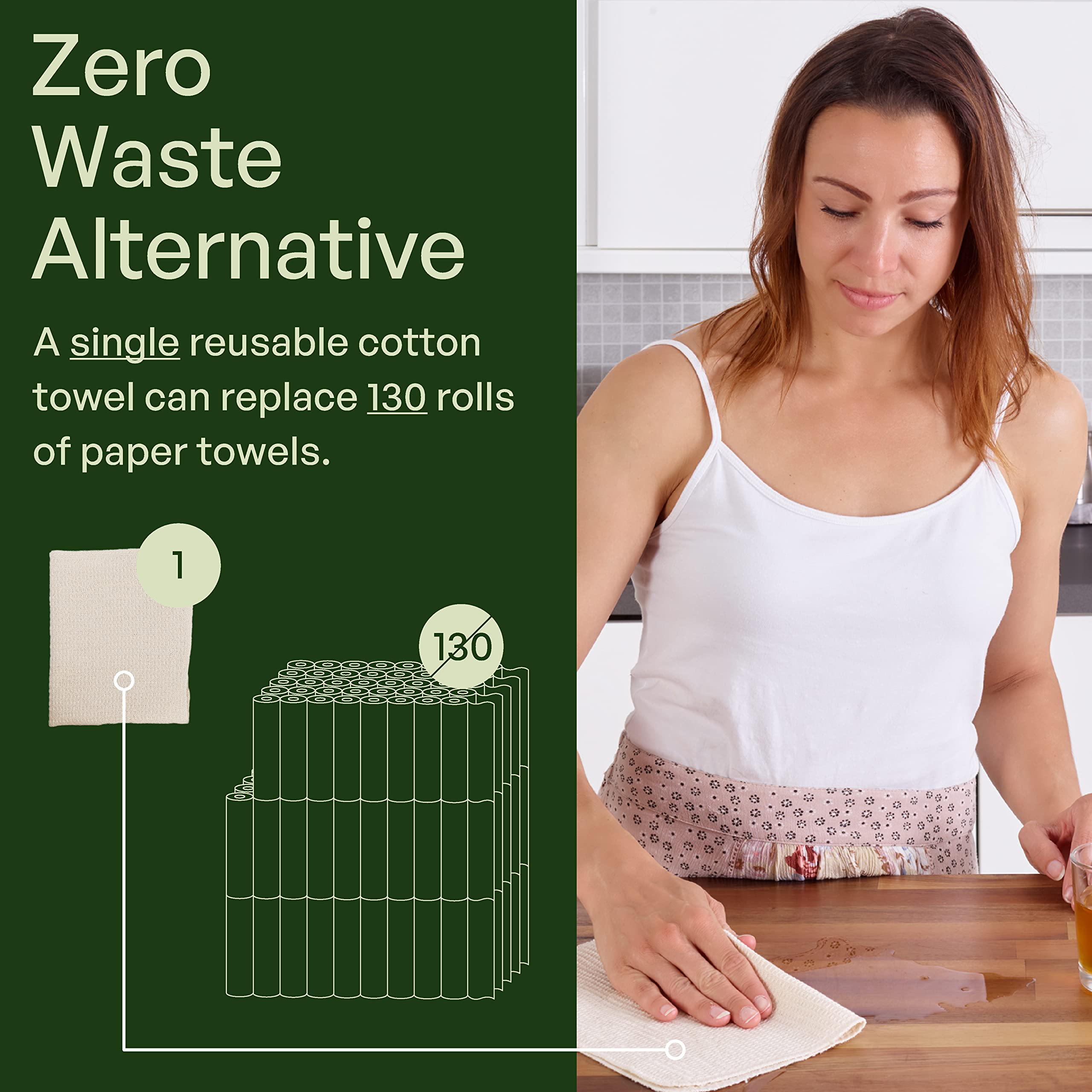 20 Pack Reusable Paper Towels - Eco-Friendly Washable Kitchen Towels, Organic Cotton Dish Cloths & Napkins for Sustainable Cleaning - Perfect for Kitchen, Dining & Household Use