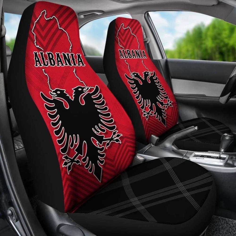 Premium Albania Map Design Car Seat Covers - Universal Fit for Cars, Trucks & SUVs - Durable Neoprene Material for Comfort & Protection - Perfect for Road Trips, Daily Commutes & Gift Giving