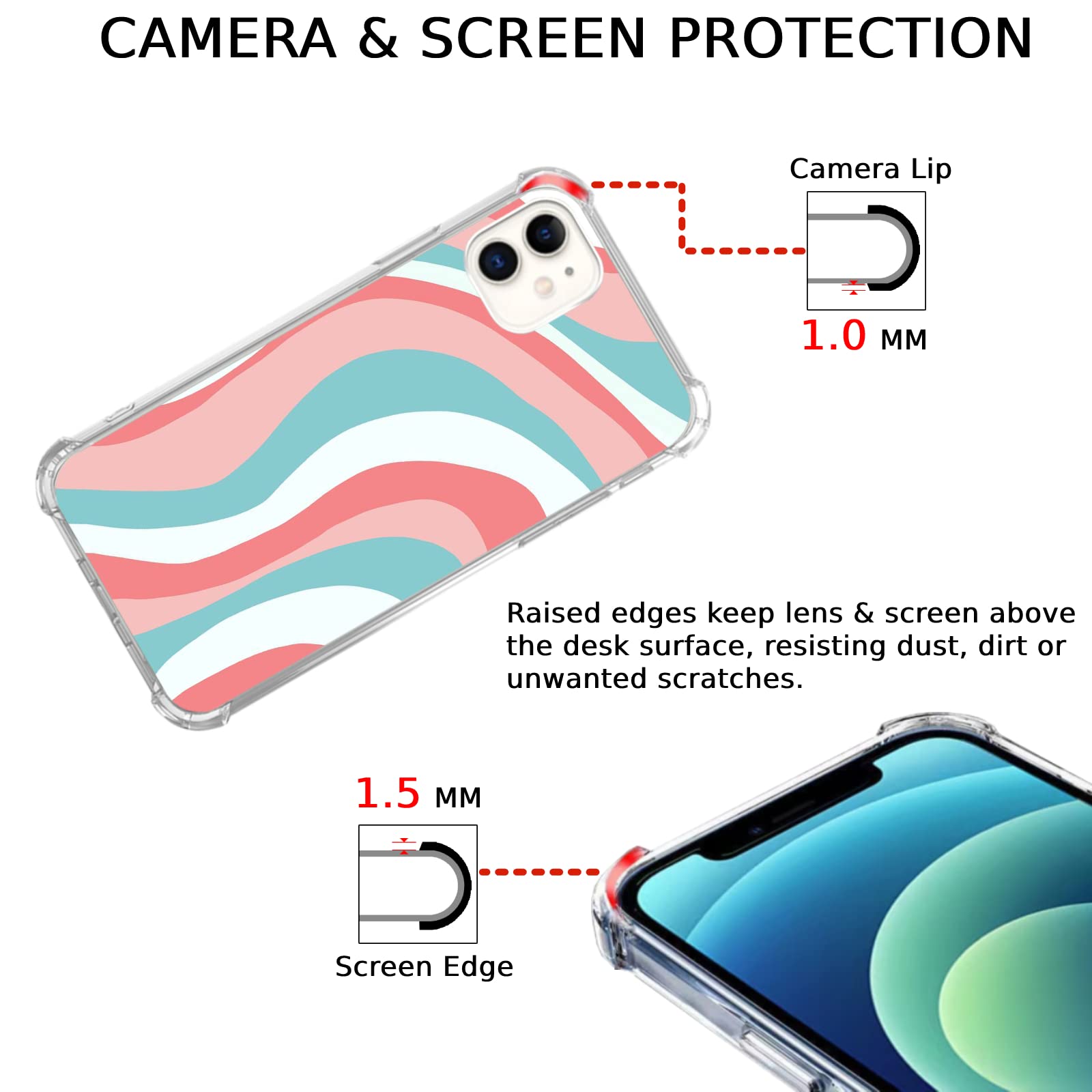 Pastel Aesthetic Peachy Green White iPhone 11 Case - Minimalist Abstract Art TPU Bumper Cover - Cute Protective Phone Case for Women Girls - Perfect for Everyday Use, School & Travel