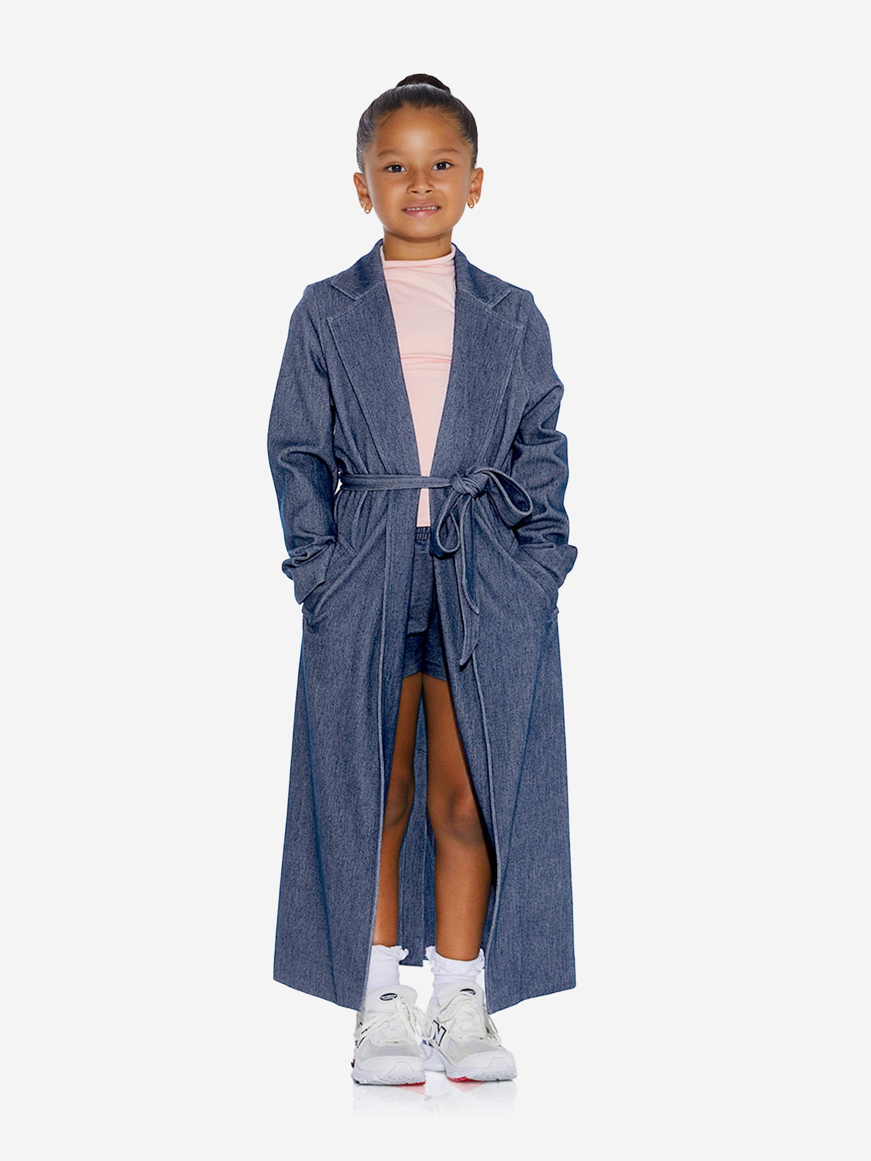 AY by AYLA Girls Denim Look Belted Trench Coat - Blue Stylish Jacket for School, Outfits & Fall Fashion