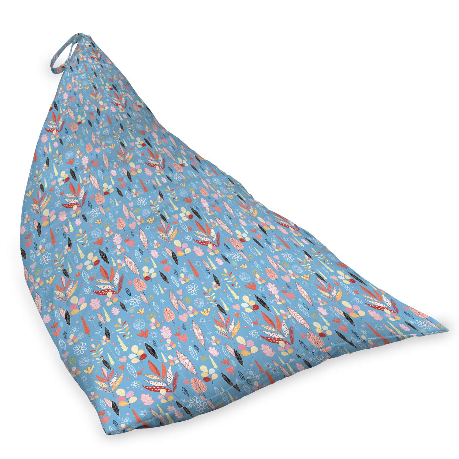 Ambesonne Floral Lounger Chair Bag - Large Storage with Handle, Autumn Leaves Blue Backdrop Garden Design - Perfect for Outdoor Patio, Beach, Picnic & Poolside Use
