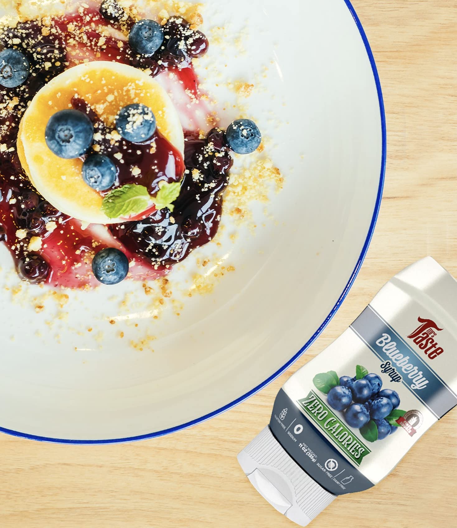 Sugar Free Blueberry Syrup - Zero Calorie, No Sugar Added, Keto & Paleo Friendly, High Fiber, Low Sodium - Healthy Pancake Topping & Dessert Sauce (11oz) - Perfect for Waffles, Yogurt & Ice Cream
