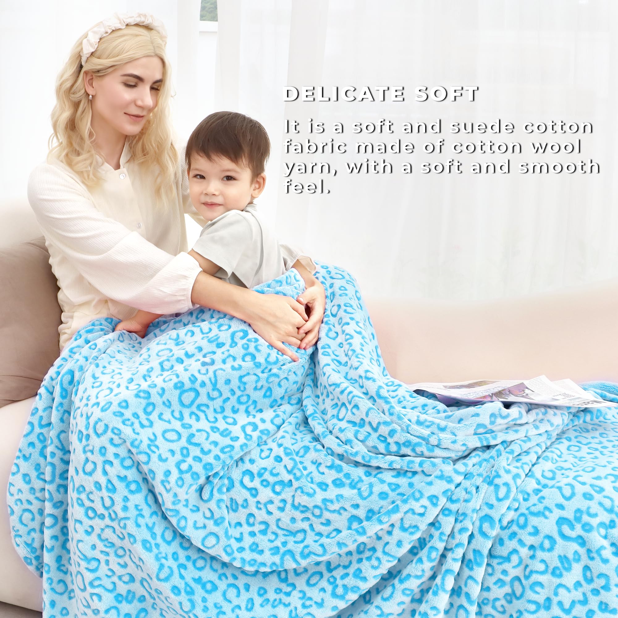 Lightweight Soft Fleece Blanket - Queen Size Cozy Throw Blanket for Bed & Couch - Blue - Perfect for Winter Nights, Movie Time & Home Decor