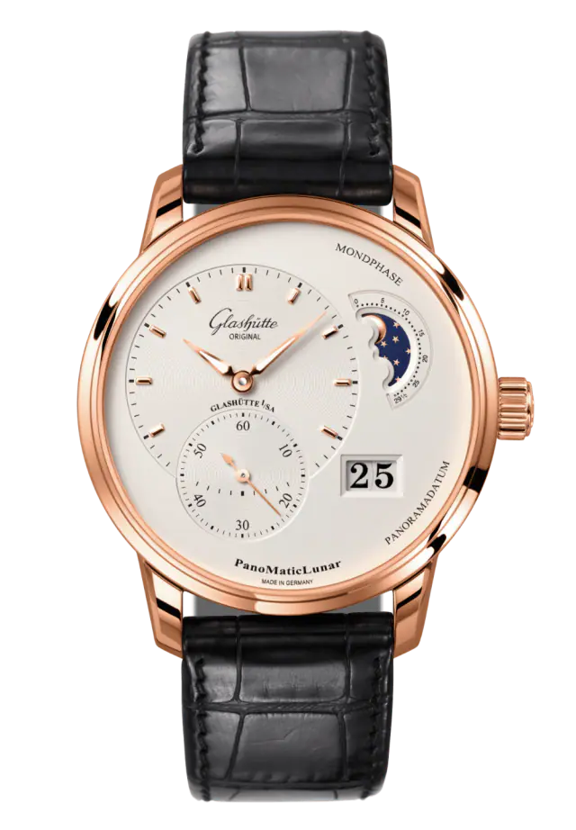 Glashutte Original PanoMatic Lunar 18K Red Gold Men's Luxury Watch - Perfect for Business Meetings & Formal Occasions