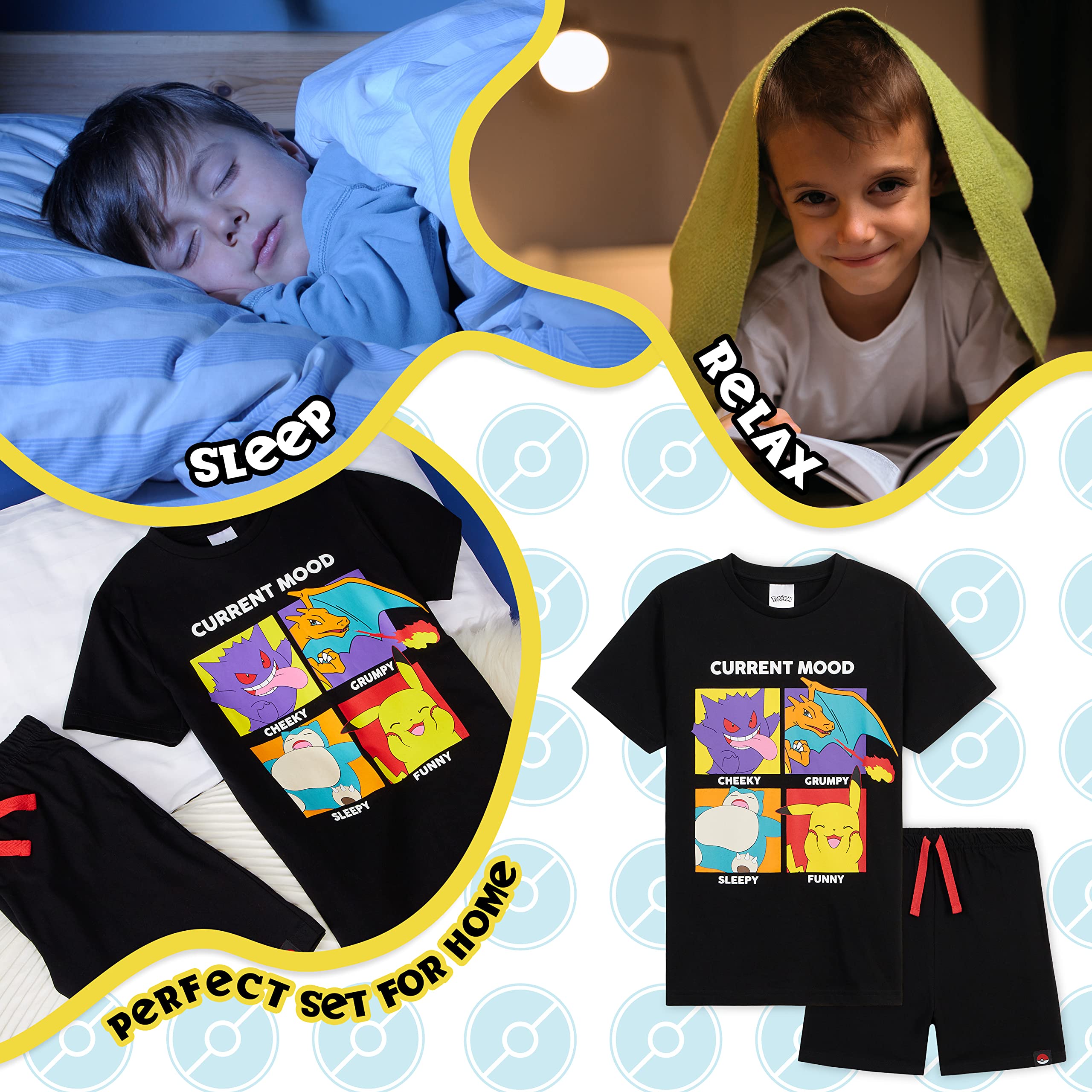 Pokemon Boys Pajamas Set - Summer T-Shirt & Shorts for Kids & Teens - Perfect Gift for Boys & Sleepovers