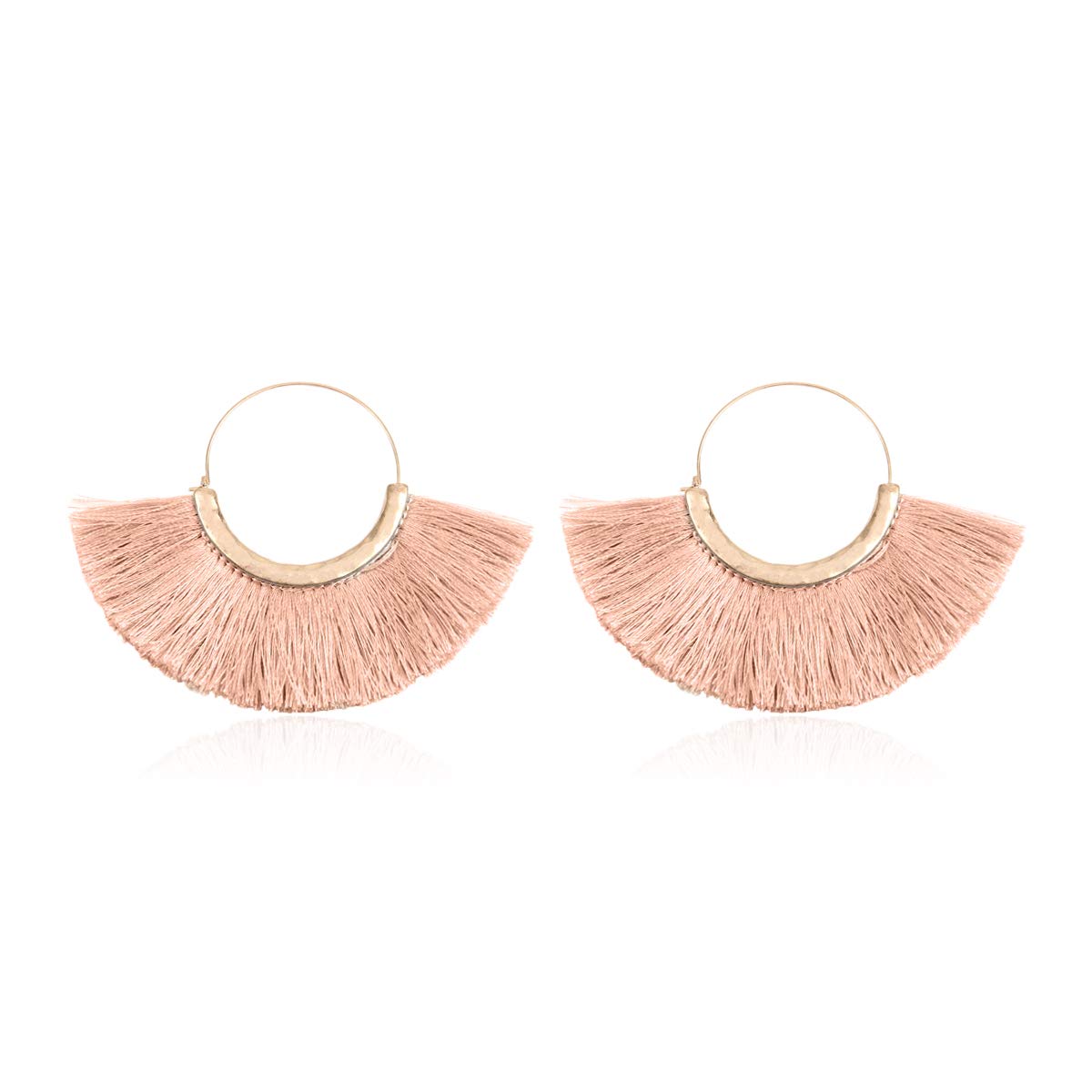 Bohemian Silky Thread Tassel Hoop Earrings for Women - Lightweight Statement Fringe Dangle Earrings, Mermaid Style Semi-Circle Threader | Perfect for Beach Parties, Festivals & Boho Fashion