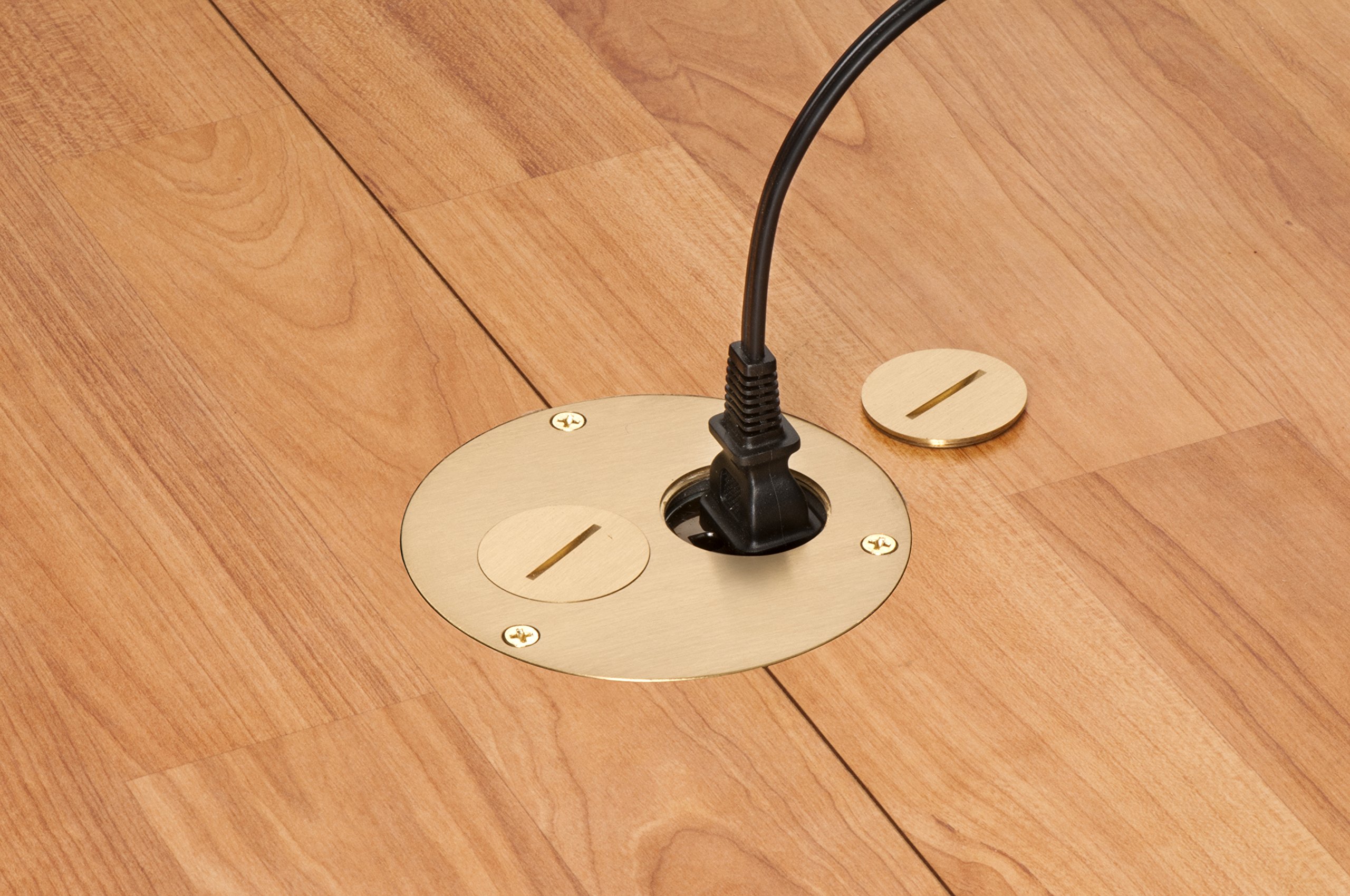 Arlington Flush Floor Box Kit (Brass) - Durable Electrical Outlet Box for Home & Office - Perfect for Underfloor Wiring and Concealed Installations