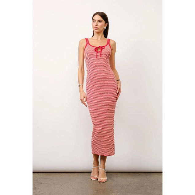 Francesca Striped Knit Maxi Dress for Women - Flowy Long Summer Dress with Side Slits, Beach Cover Up, Vacation Outfit, Perfect for Casual Wear, Date Night & Travel