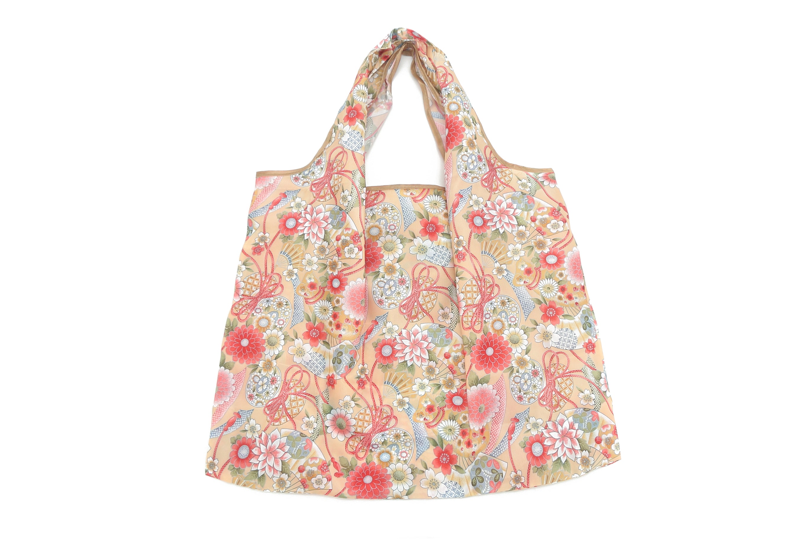 Jackie Asian Beige Foldable Tote Bag - Stylish & Portable Handbag for Travel, Shopping, and Everyday Use