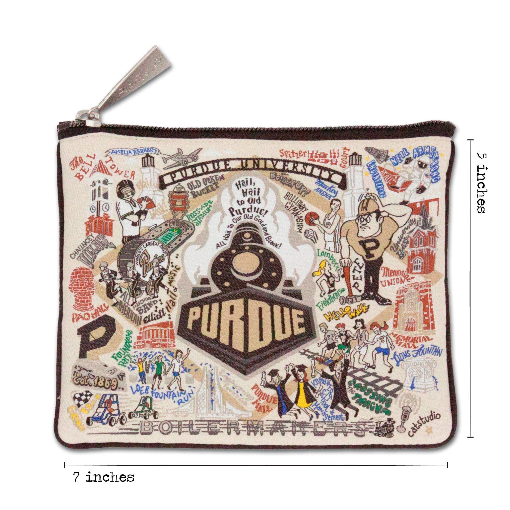 Purdue University Collegiate Zipper Pouch Purse by CatStudio - Perfect for School, Travel & Daily Use | Holds Phone, Coins, Makeup, Pencils & More | Durable & Stylish Accessory for Students & Fans