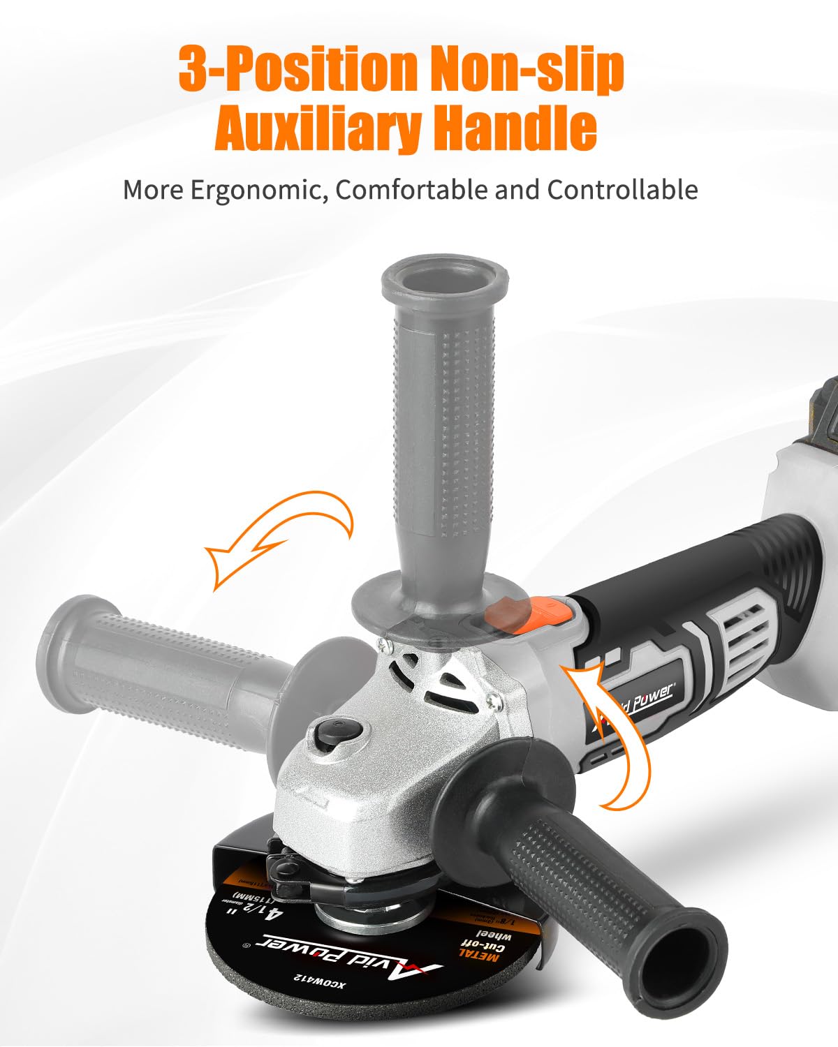 AVID POWER 20V Cordless Angle Grinder with 4-Pole Motor - Includes 3.0Ah Battery, Fast Charger, 4-1/2