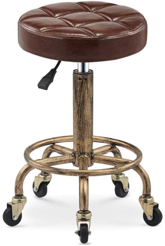 DYCIN Adjustable Swivel Stool with Wheels - Salon Shop Rolling Chair, Height Adjustable Stool for Hairdressing, Makeup, Tattoo & Beauty Professionals (Style#1)