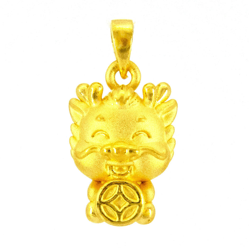 24K Gold Dragon Pendant Necklace with Coin - Elegant Jewelry Gift for Women & Men - Perfect for Parties, Weddings & Special Occasions