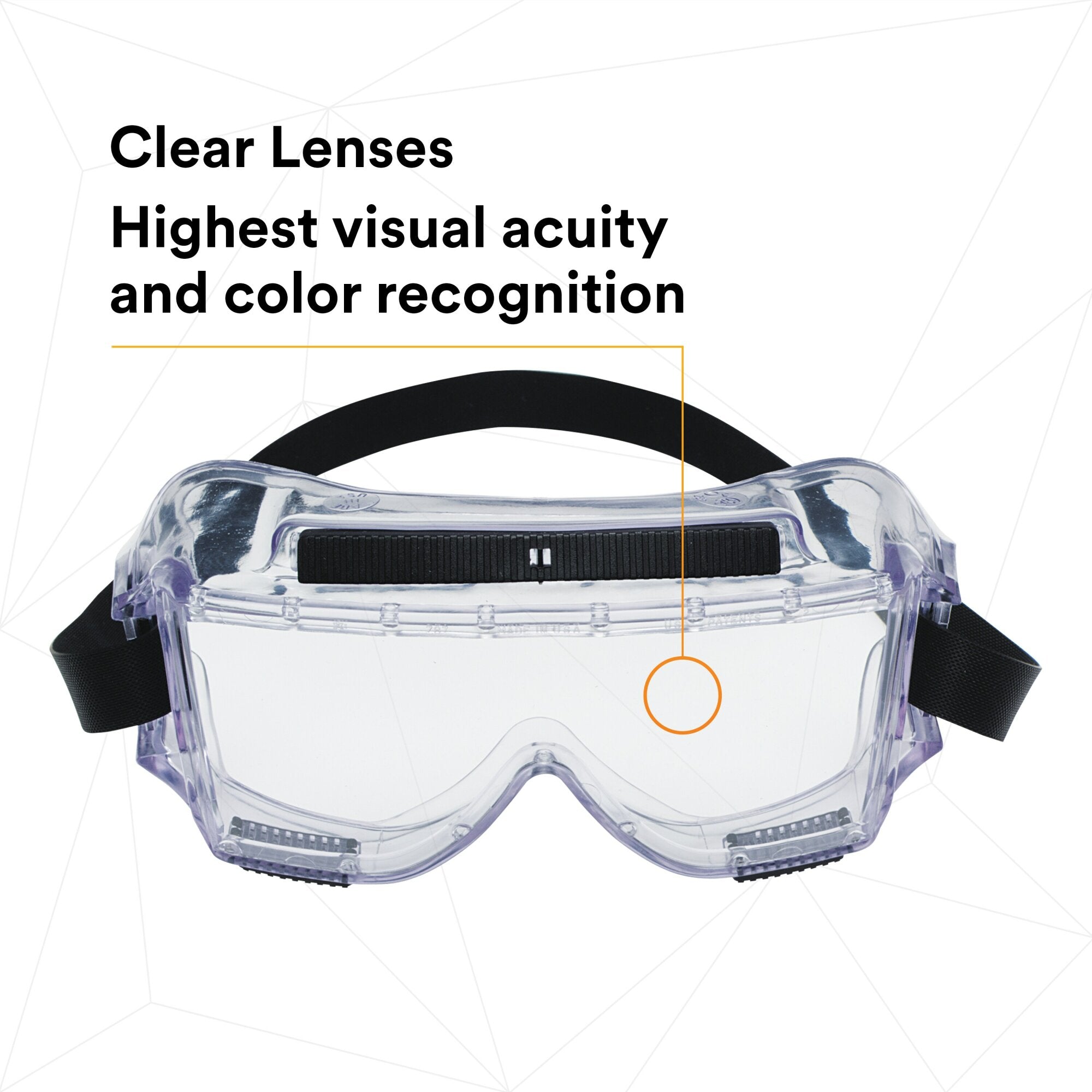 3M Centurion Splash Safety Goggles 454 (40304 00000 10) - Clear Lens Protective Eyewear for Lab Work, Chemical Handling & Industrial Use