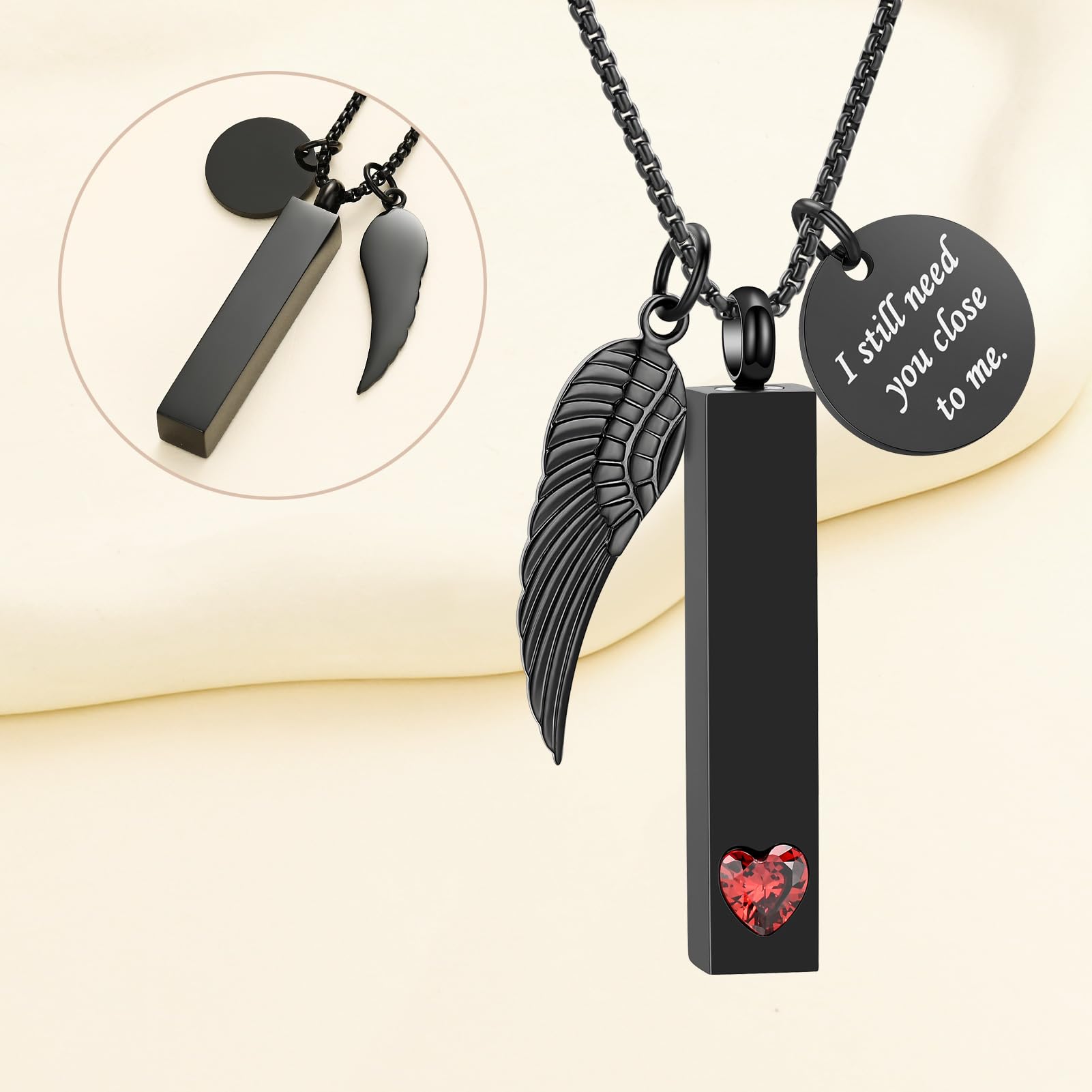 Angel Wing Cremation Jewelry - Stainless Steel Memorial Pendant for Ashes - Perfect for Remembrance & Special Occasions