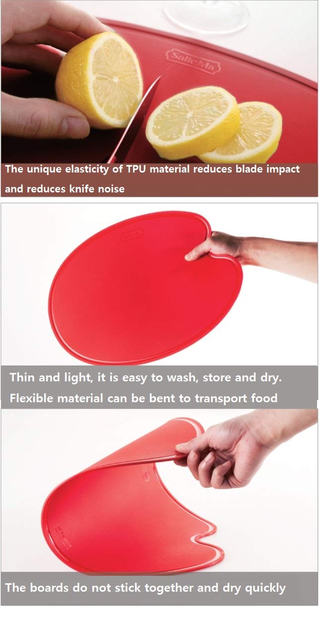 Premium TPU Food Palette W - 4-Piece Non-Slip Kitchen Cutting Board Set (3 Boards + 1 Cradle) - Durable, Hygienic for Meat, Vegetables & Meal Prep