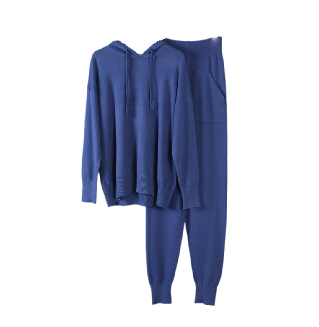 Luxury Cashmere Two-Piece Knit Set for Women - Hooded Sweater & Harem Pants | Warm Winter Tracksuit Outfit | Perfect for Casual Wear, Lounge & Cold Weather Fashion