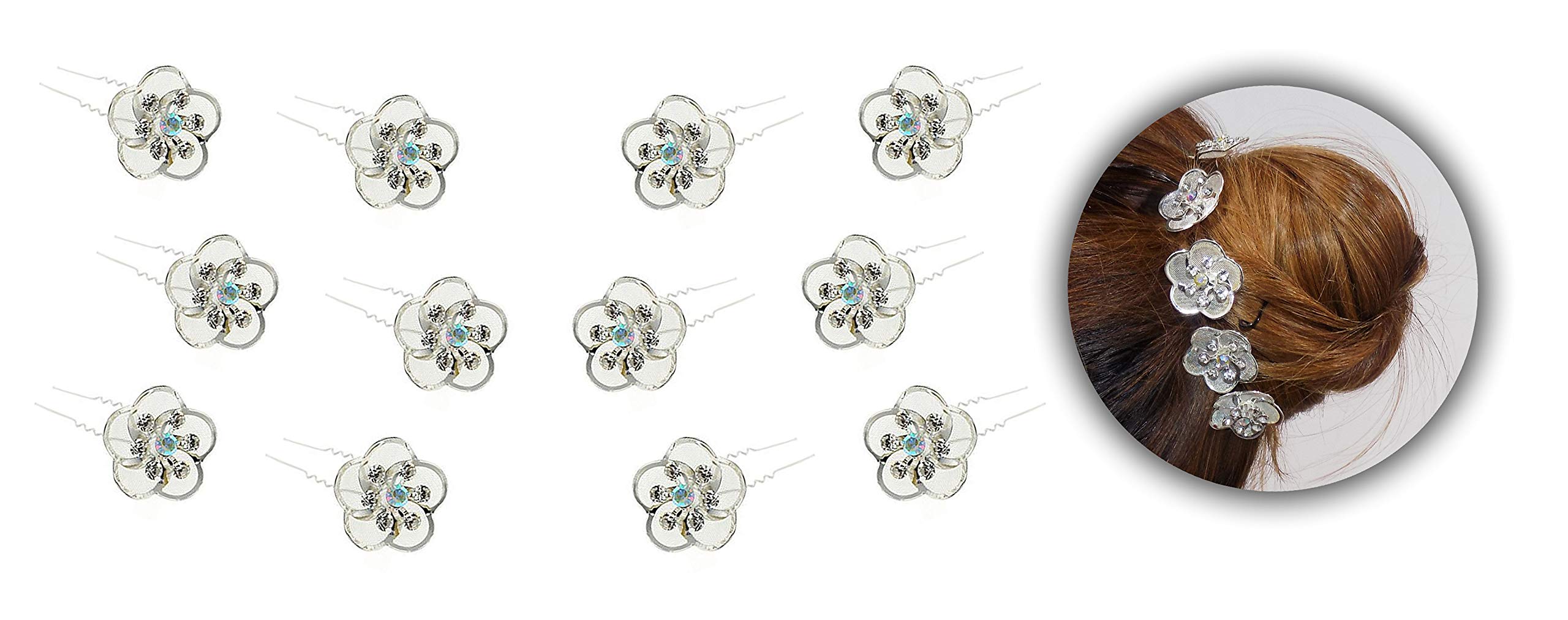 Elegant AASA Silver Metal Hair Pins for Women & Girls – 12PCS Bridal Hair Accessories Set for Wedding, Salon & Home Use – 15g Lightweight & Durable Hairpins