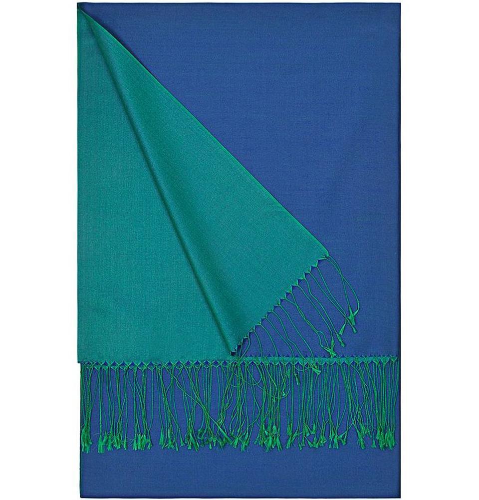 Aker Double Sided Silk Hijab Shawl - Premium Blue & Green Reversible Muslim Headscarf for Women - Perfect for Prayer, Work, and Special Occasions