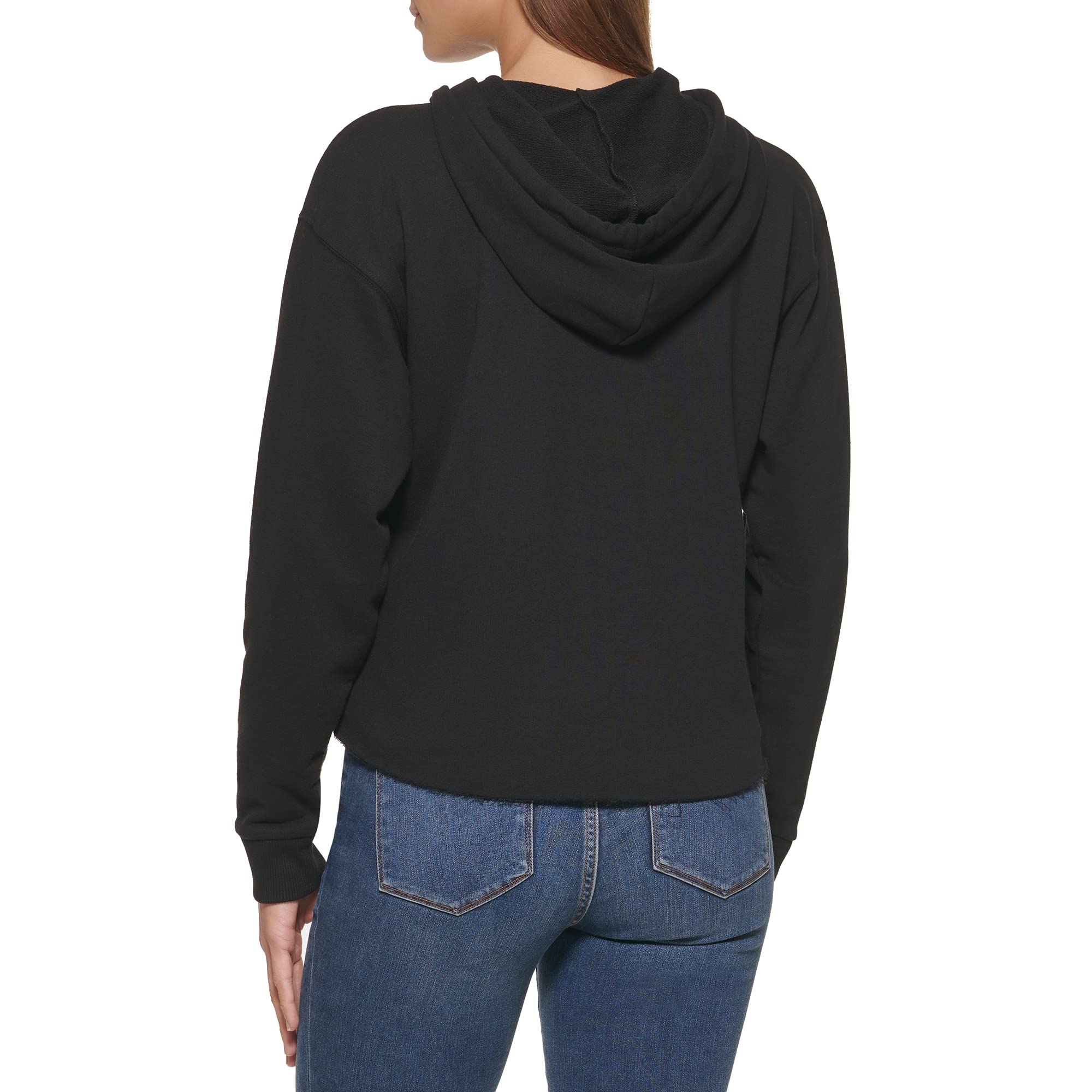 DKNY Women's Logo Drawstring Hoodie Pullover Sweatshirt - Casual Streetwear for Everyday Comfort & Style
