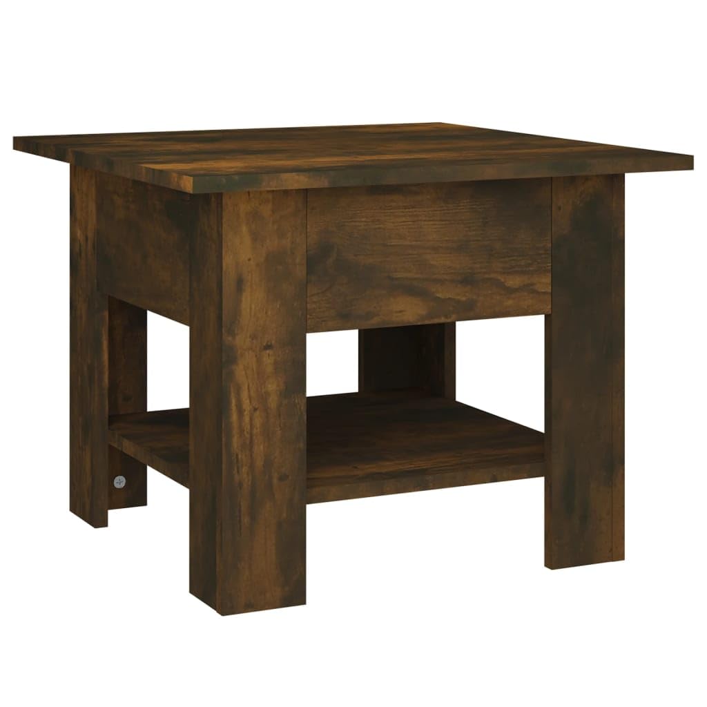 Modern Smoked Oak Coffee Table 21.7x21.7x16.5 Inches - Engineered Wood Living Room Furniture (Brown) - Perfect for Small Spaces, Apartments & Cozy Home Decor