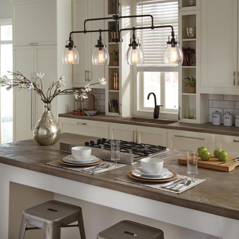 Belton Modern Linear Chandelier - 6-Light LED Crystal Pendant Lighting Fixture for Dining Room, Kitchen Island & Bedroom - Gold Finish Contemporary Ceiling Light