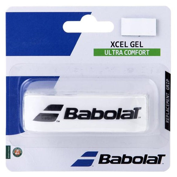 Babolat Xcel Gel Replacement Grip - Premium Tennis Racket Handle Grip (White) | Enhanced Comfort & Sweat Absorption for Better Performance on Court