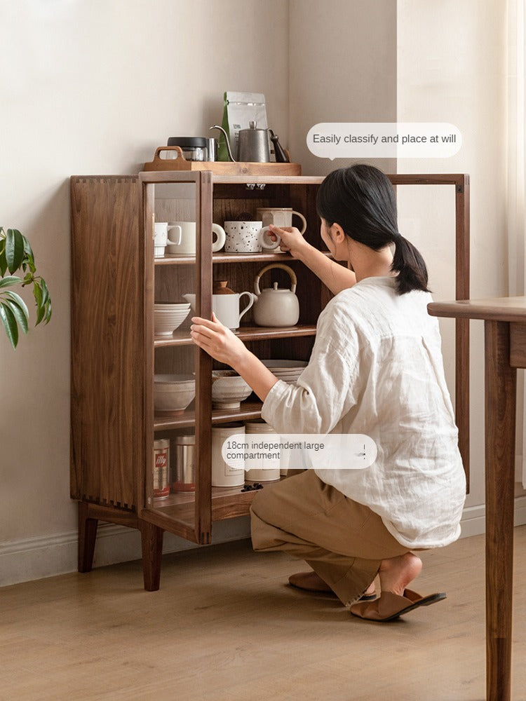 Solid Wood Black Walnut and Ash Dining Sideboard - Rustic Kitchen Buffet for Dining Room Storage and Serving - Perfect for Farmhouse, Modern & Traditional Home Decor